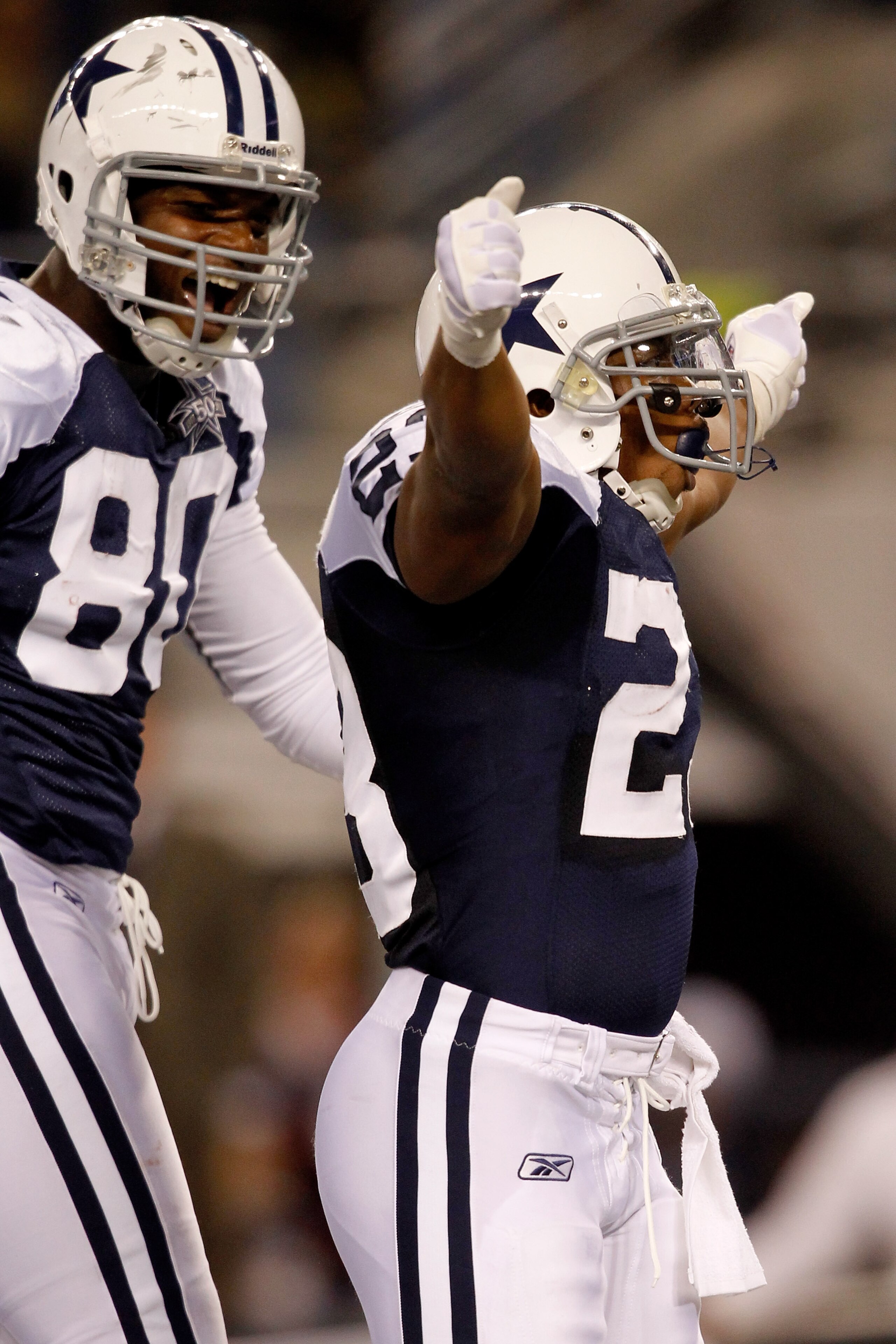 ARLINGTON, TX - NOVEMBER 25:  Tashard Choice #23 of the Dallas Cowboys celebrates scoring a touchdwon against the New Orleans Saints at Cowboys Stadium on November 25, 2010 in Arlington, Texas.  (Photo by Matthew Stockman/Getty Images)