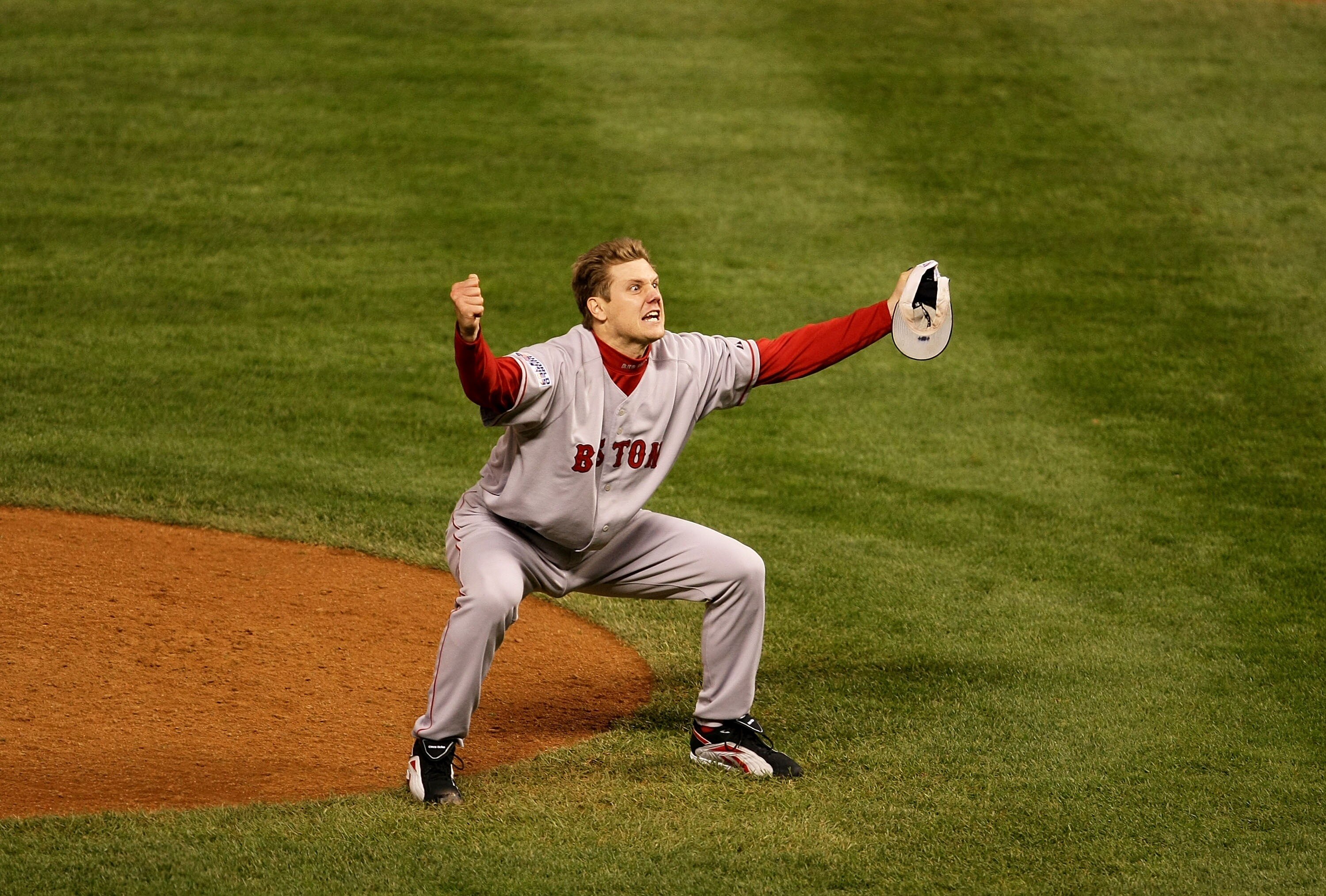 DENVER - OCTOBER 28:  Jonathan Papelbon #58 of the Boston Red Sox celebrates after winning Game Four by a score of the 4-3 to win the 2007 Major League Baseball World Series in a four game sweep of the Colorado Rockies at Coors Field on October 28, 2007 i