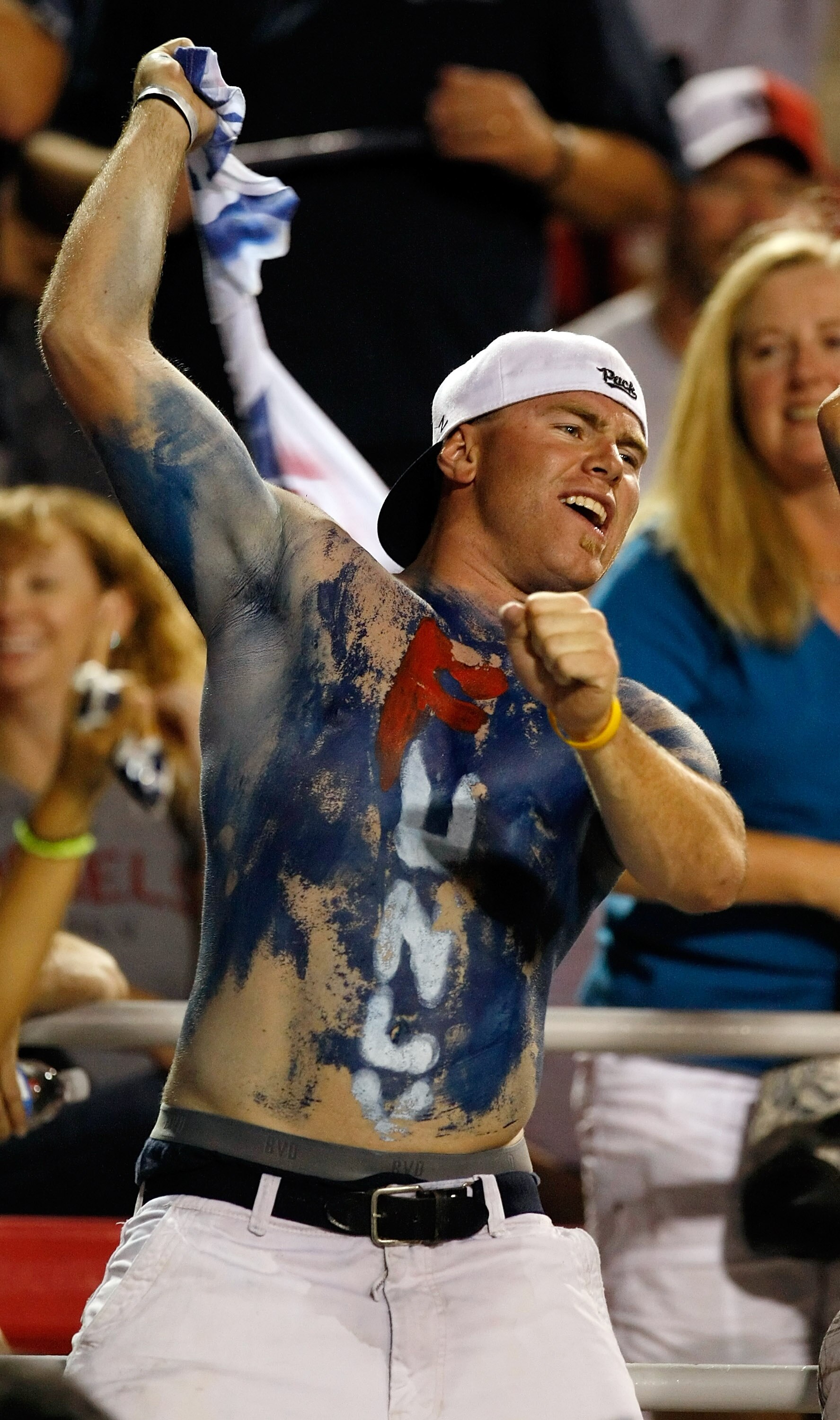 LAS VEGAS - OCTOBER 02:  A fan of the Nevada Reno Wolf Pack cheers during a game against the UNLV Rebels at Sam Boyd Stadium October 2, 2010 in Las Vegas, Nevada. Nevada Reno won 44-26.  (Photo by Ethan Miller/Getty Images)