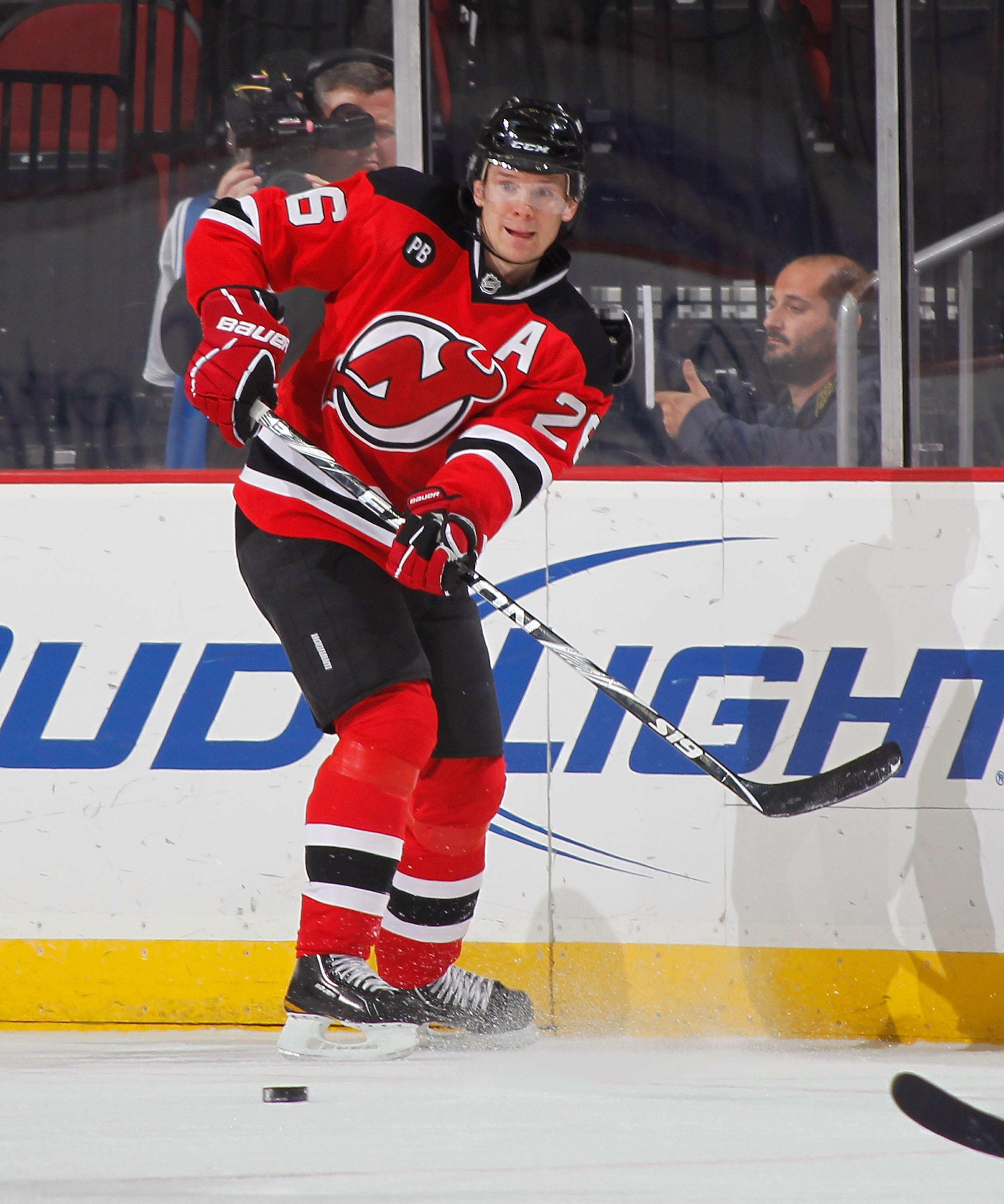 NEWARK, NJ - NOVEMBER 24:  Patrik Elias #26 of the New Jersey Devils passes during a hockey game against the Calgary Flames at the Prudential Center on November 24, 2010 in Newark, New Jersey.  (Photo by Paul Bereswill/Getty Images)