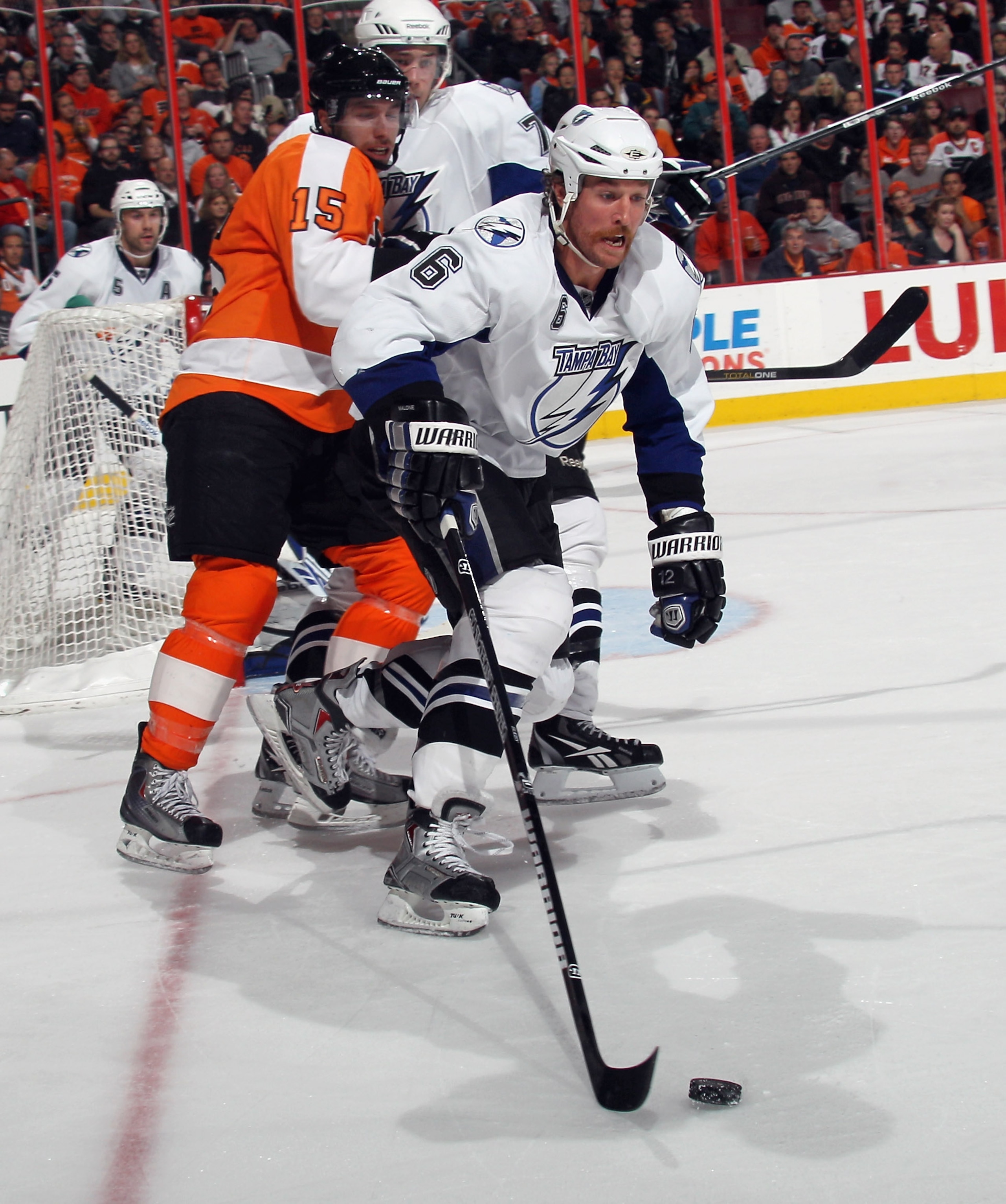 PHILADELPHIA - NOVEMBER 18:  Ryan Malone #6 of the Tampa Bay Lightning skates against the Philadelphia Flyers at the Wells Fargo Center on November 18, 2010 in Philadelphia, Pennsylvania. The Lightning defeated the Flyers 8-7.  (Photo by Bruce Bennett/Get