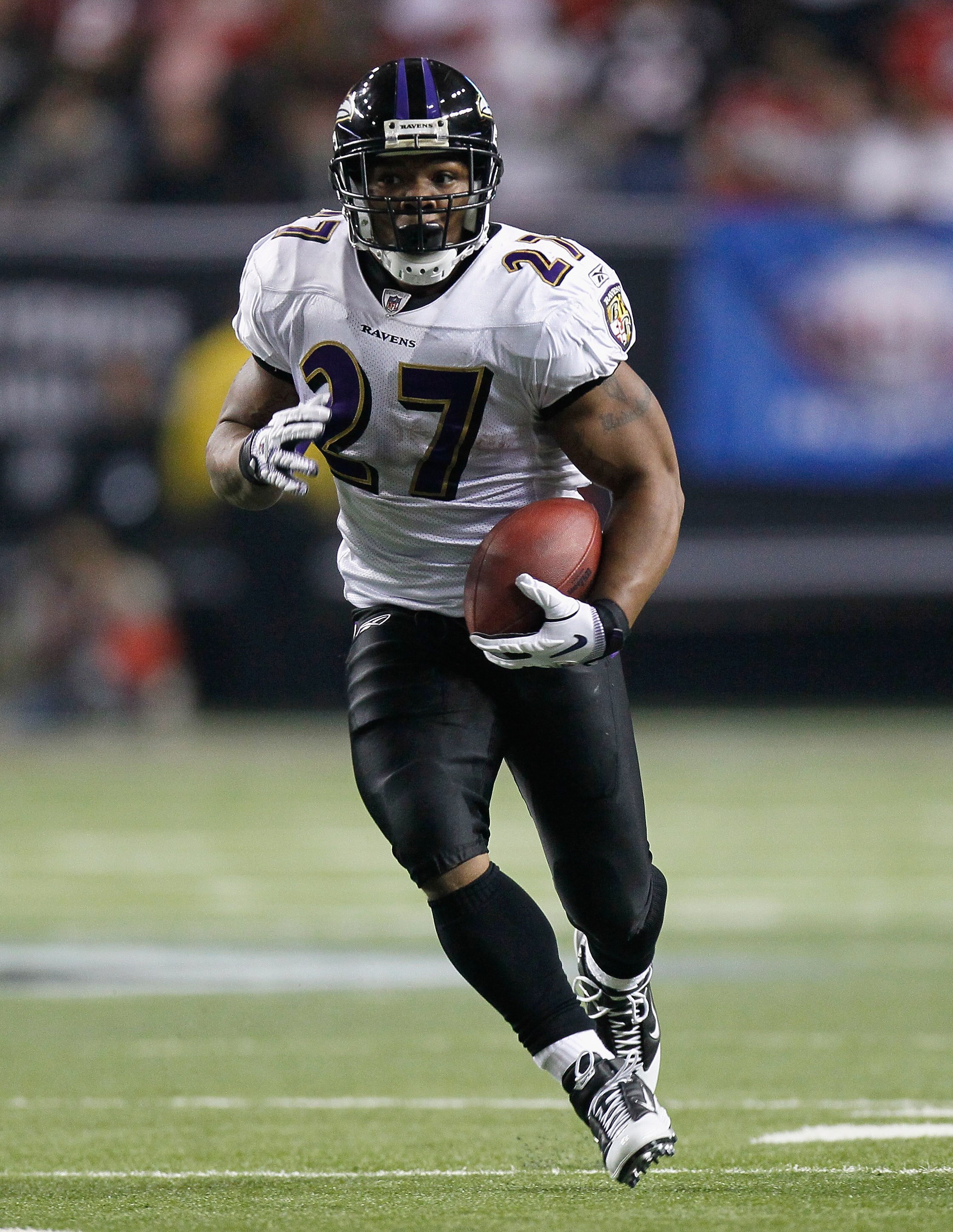 ATLANTA - NOVEMBER 11:  Ray Rice #27 of the Baltimore Ravens against the Atlanta Falcons at Georgia Dome on November 11, 2010 in Atlanta, Georgia.  (Photo by Kevin C. Cox/Getty Images)