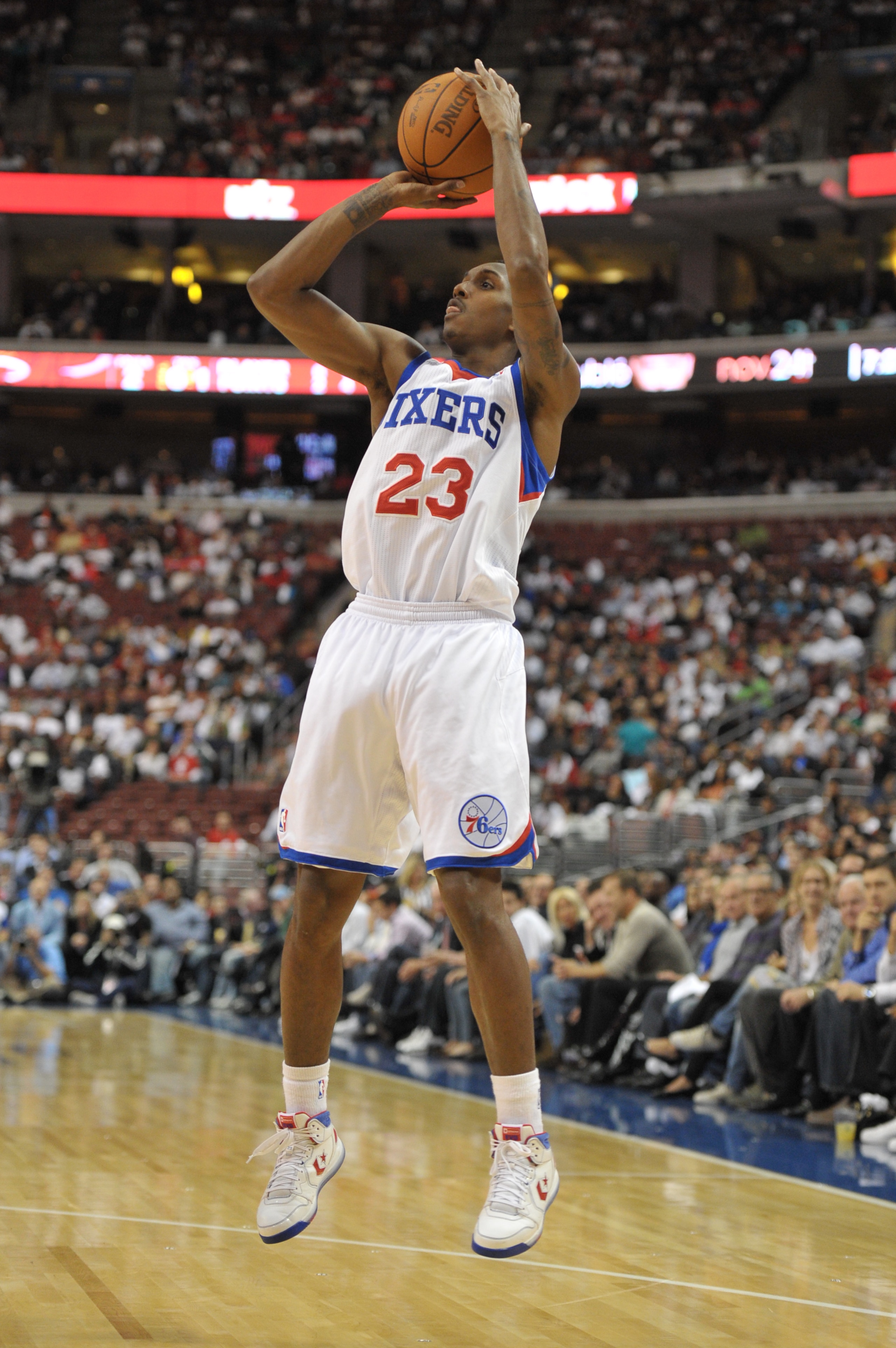 PHILADELPHIA - OCTOBER 27: Lou Williams #23 of the Philadelphia 76ers in action during the game against the Miami Heat at the Wells Fargo Center on October 27, 2010 in Philadelphia, Pennsylvania. NOTE TO USER: User expressly acknowledges and agrees that,