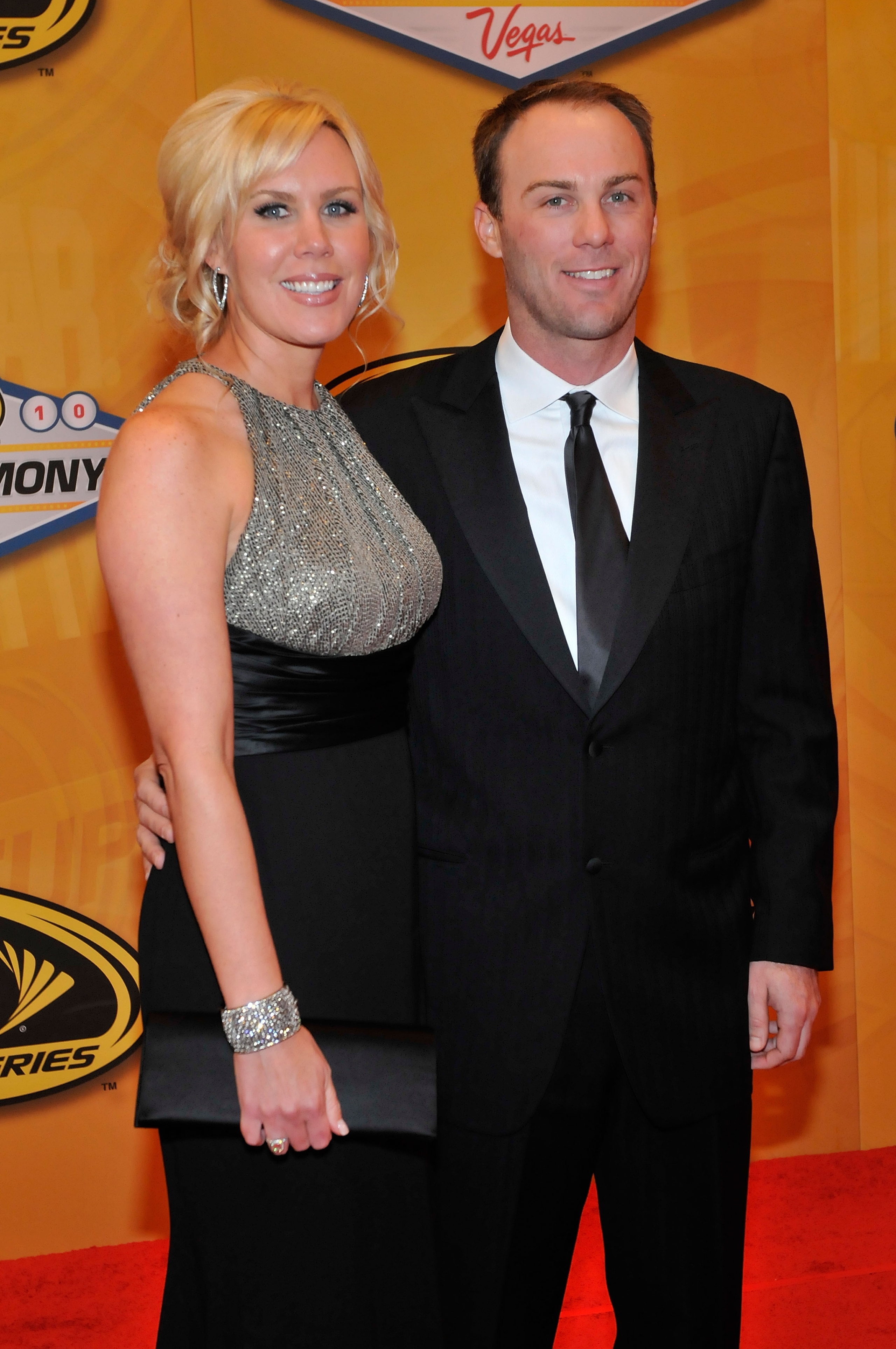 LAS VEGAS, NV - DECEMBER 03:  (R-L) NASCAR driver Kevin Harvick arrives with his wife DeLana at the NASCAR Sprint Cup Series awards banquet at the Wynn Las Vegas Hotel on December 3, 2010 in Las Vegas, Nevada.  (Photo by David Becker/Getty Images for NASC