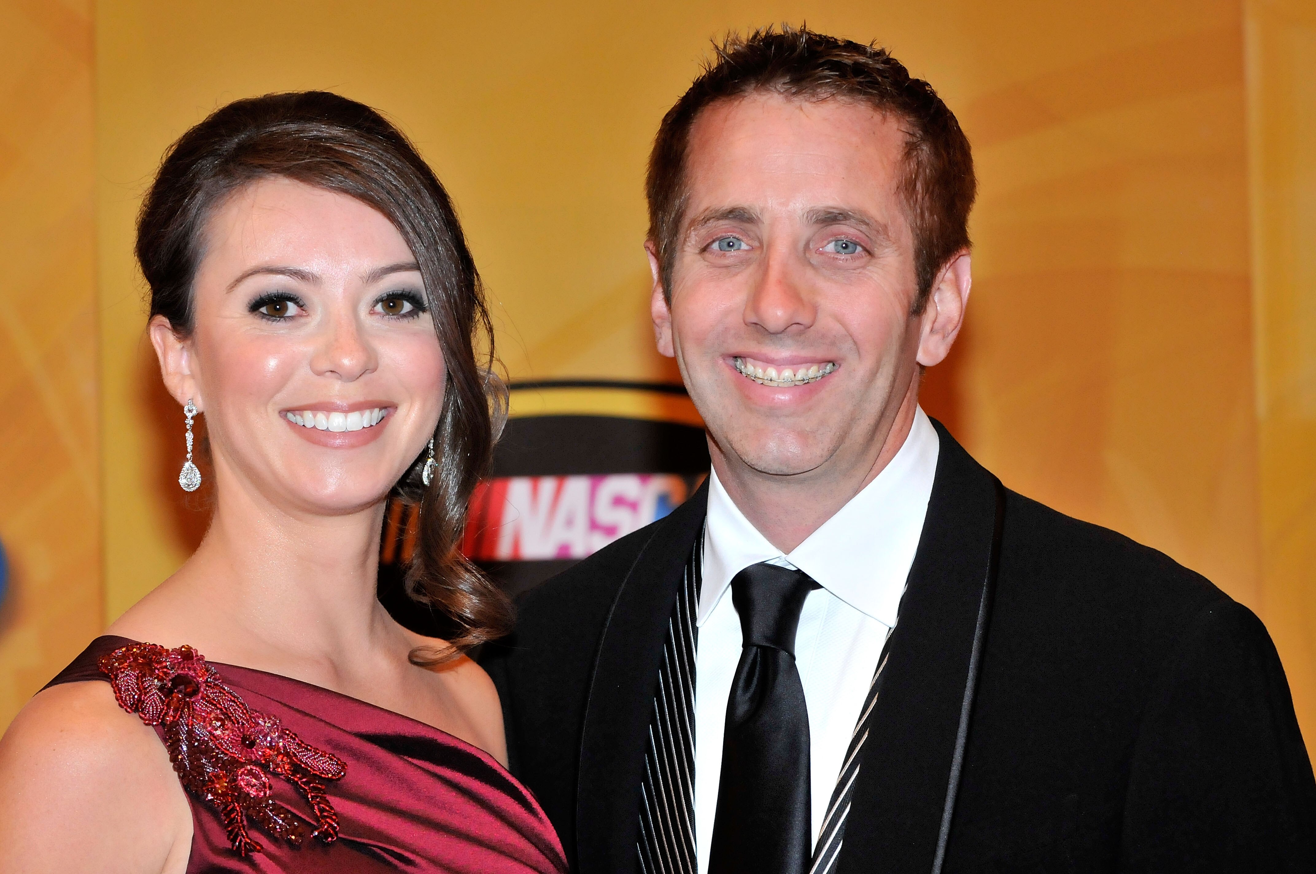 LAS VEGAS, NV - DECEMBER 03:  NASCAR driver Greg Biffle arrives with his wife Nicole at the NASCAR Sprint Cup Series awards banquet at the Wynn Las Vegas Hotel on December 3, 2010 in Las Vegas, Nevada.  (Photo by David Becker/Getty Images for NASCAR)