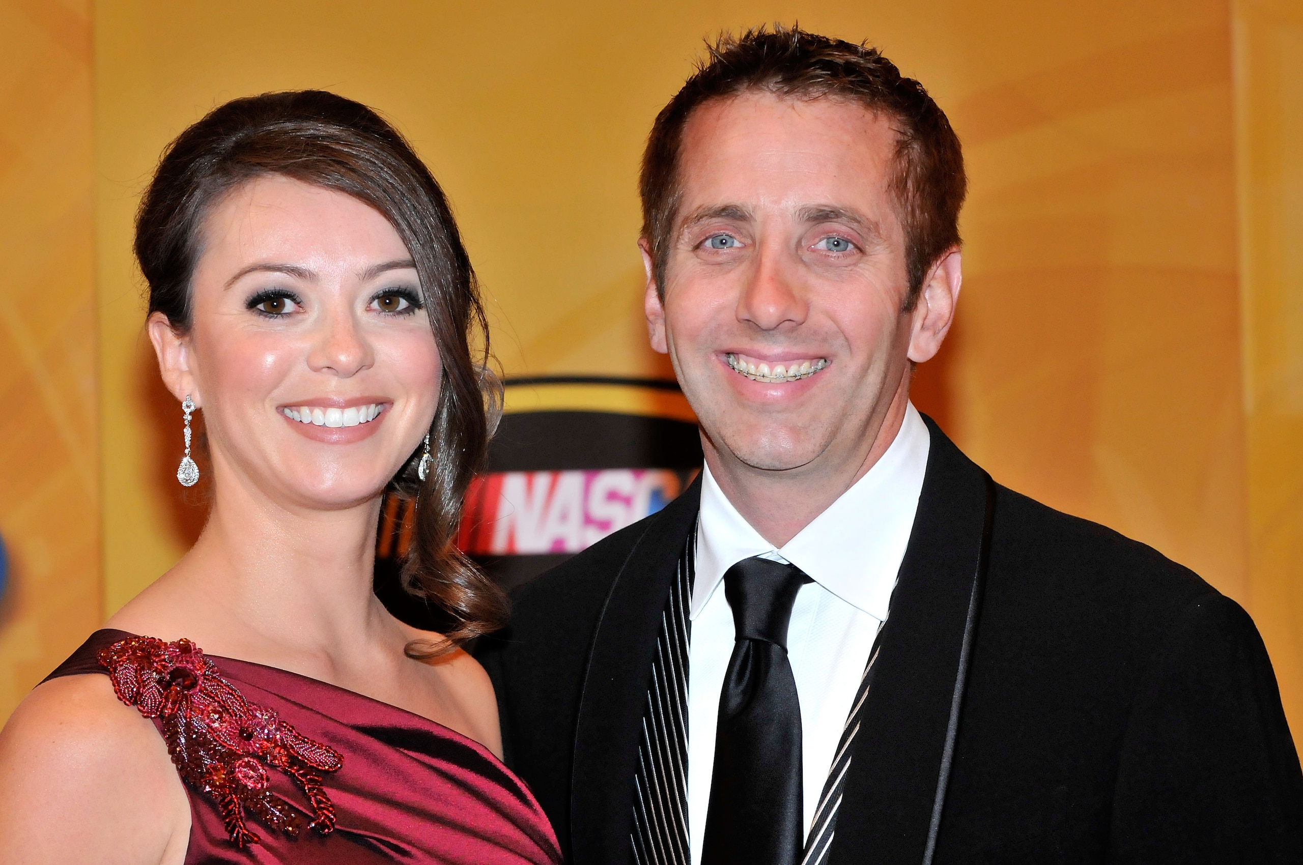 LAS VEGAS, NV - DECEMBER 03:  NASCAR driver Greg Biffle arrives with his wife Nicole at the NASCAR Sprint Cup Series awards banquet at the Wynn Las Vegas Hotel on December 3, 2010 in Las Vegas, Nevada.  (Photo by David Becker/Getty Images for NASCAR)