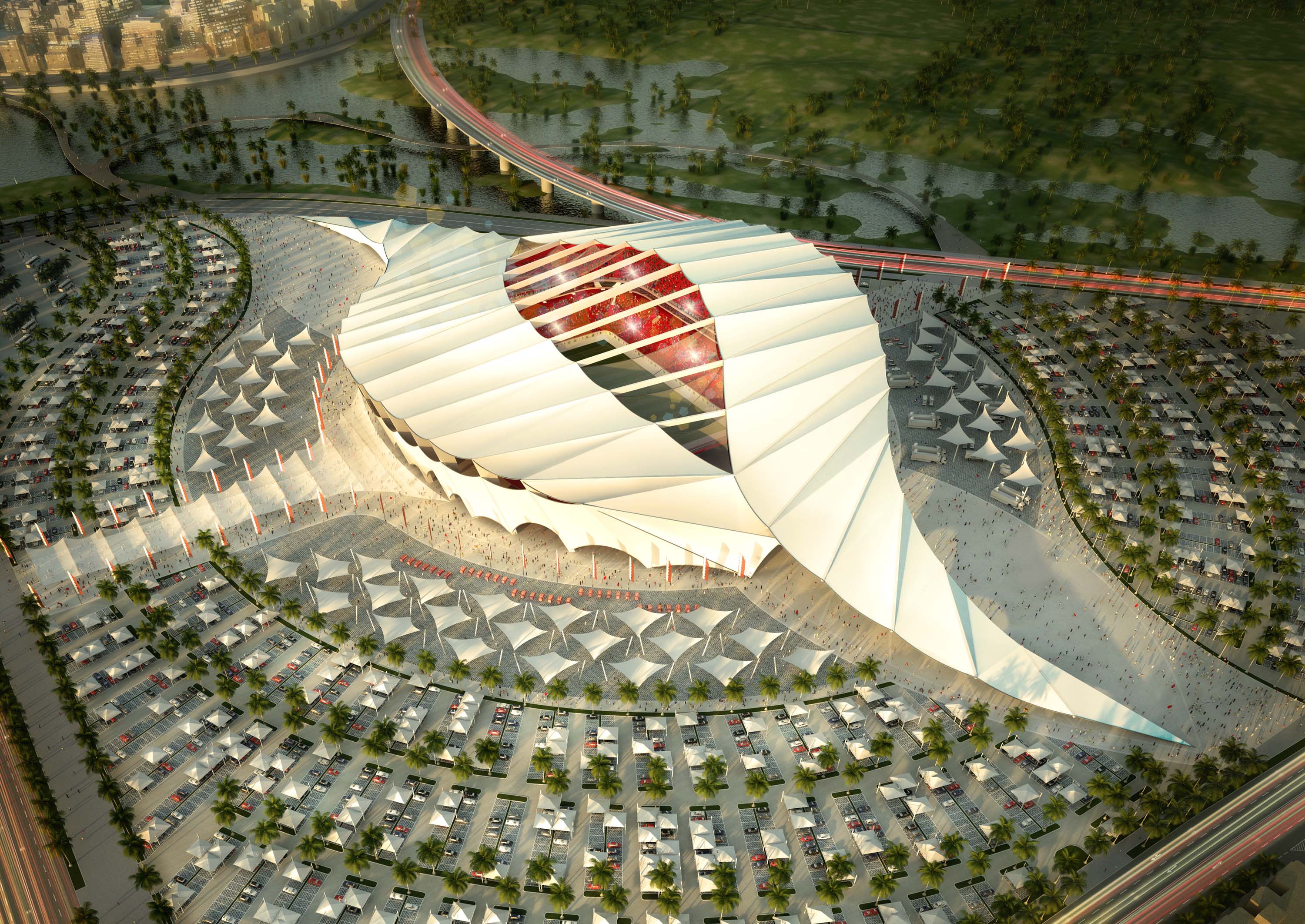 DOHA, QATAR - UNDATED:   In this handout image supplied by Qatar 2022  The Al-Khor stadium is pictured in this artists impression as Qatar 2022 World Cup bid unveils it's stadiums on September 16, 2010 in Doha, Qatar.  (Photo by Qatar 2022 via Getty Image