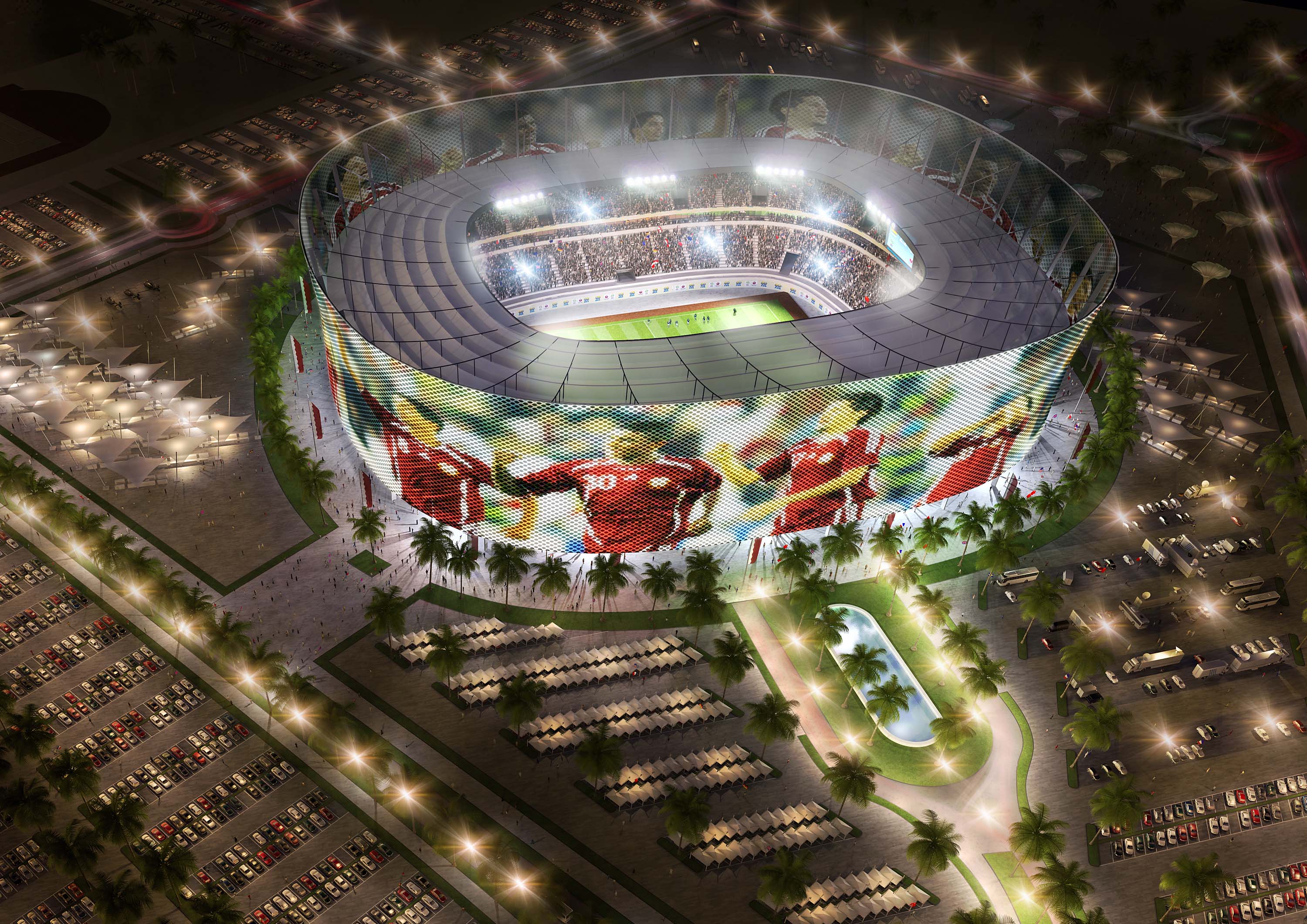 DOHA, QATAR - UNDATED:   In this handout image supplied by Qatar 2022  The Al-Rayyan stadium  is pictured in this artists impression as Qatar 2022 World Cup bid unveils it's stadiums on September 16, 2010 in Doha, Qatar. It has been designed to include a
