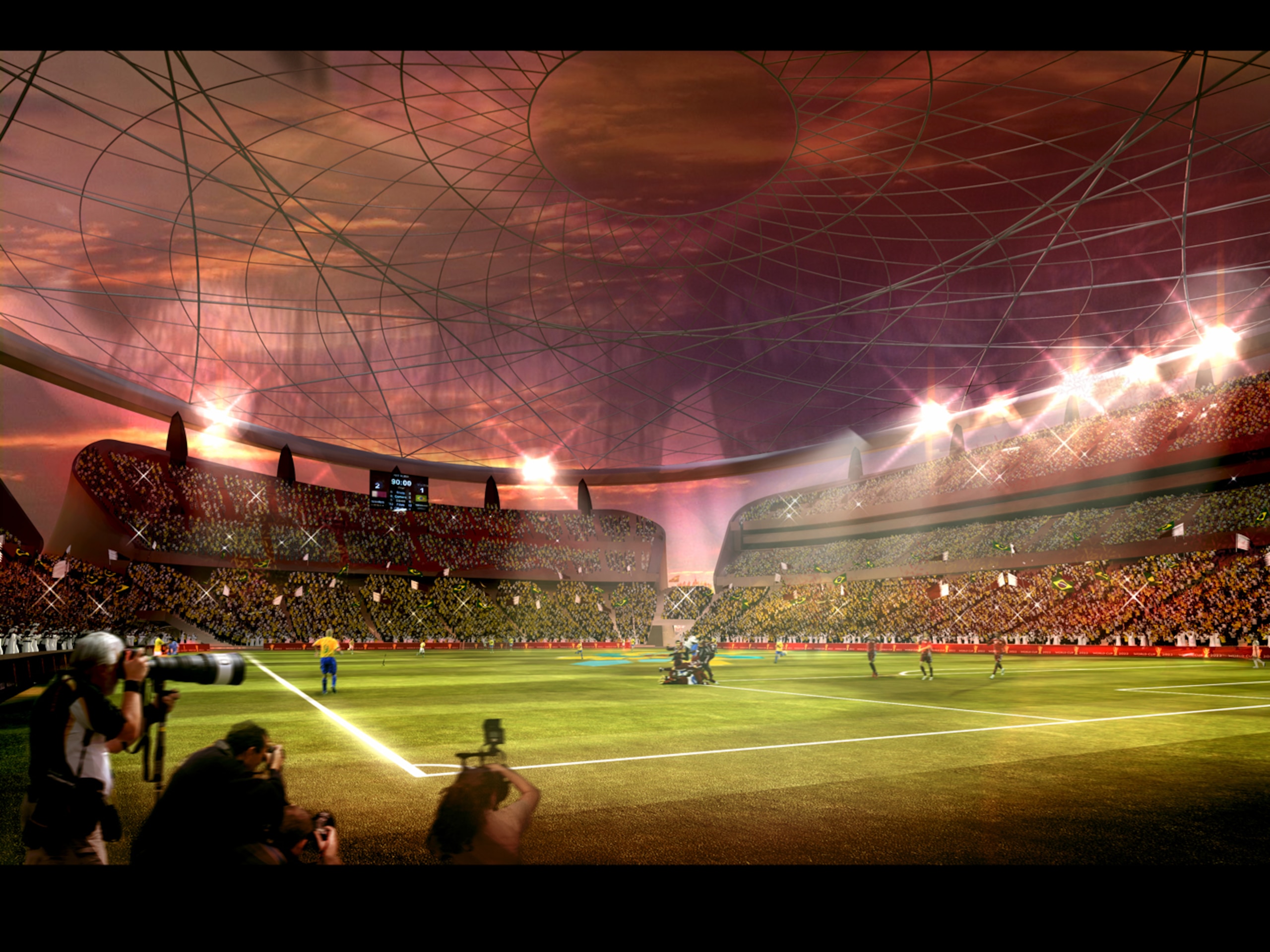 LUSAIL CITY, QATAR:  In this handout illustration provided by Qatar 2022, the Qatar 2022 Bid Committee today unveiled detailed plans for the iconic Lusail Stadium. With a capacity in excess of 86,000 and surrounded by water,  the stadium would host the Wo