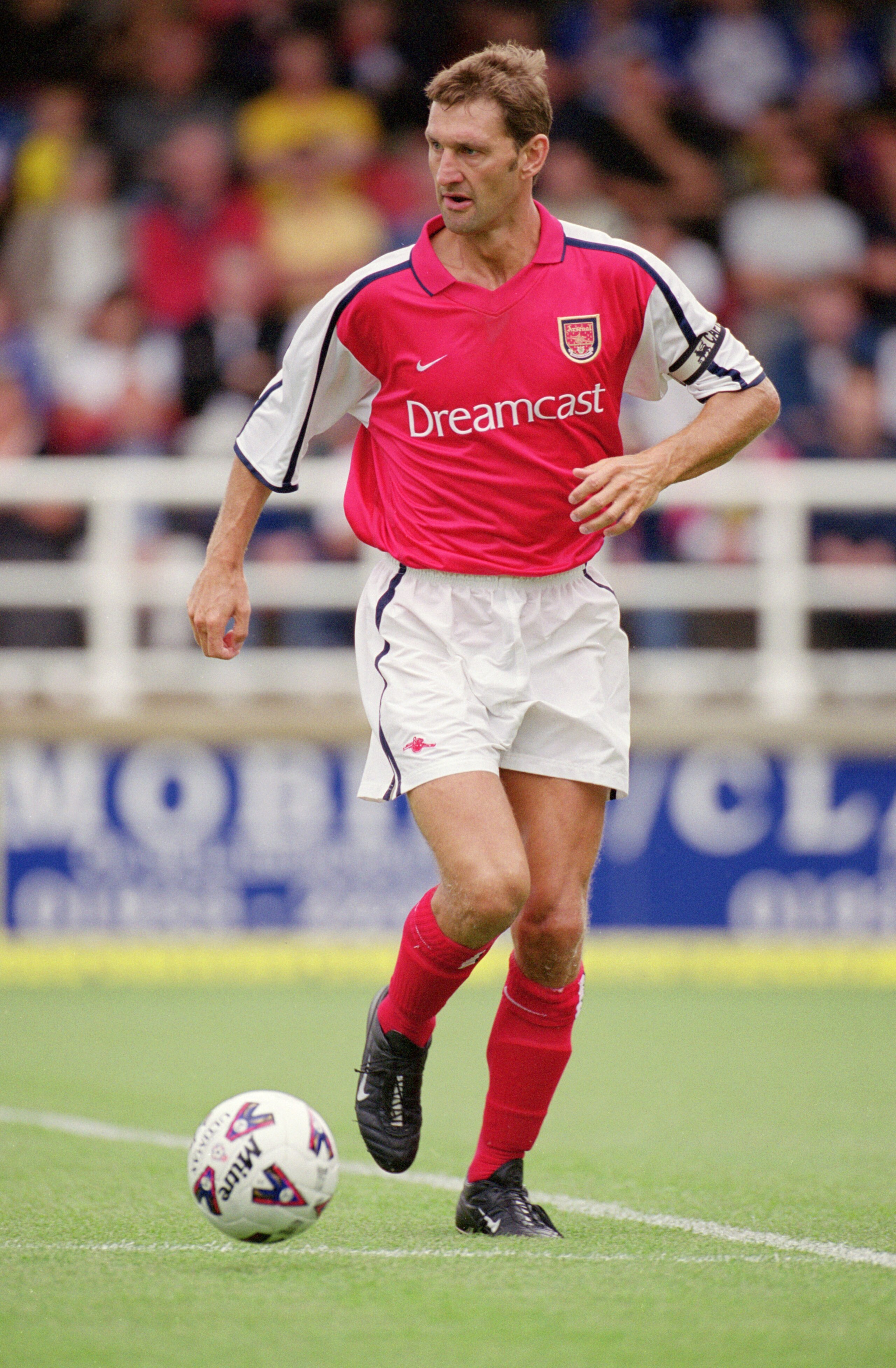 21 Jul 2001:  Tony Adams of Arsenal runs with the ball during the pre-season match against Rushden & Diamonds played at Nene Park, in Irthlinborough, England. Arsenal won the match 2-0. Mandatory Credit: Shaun Botterill/Allsport