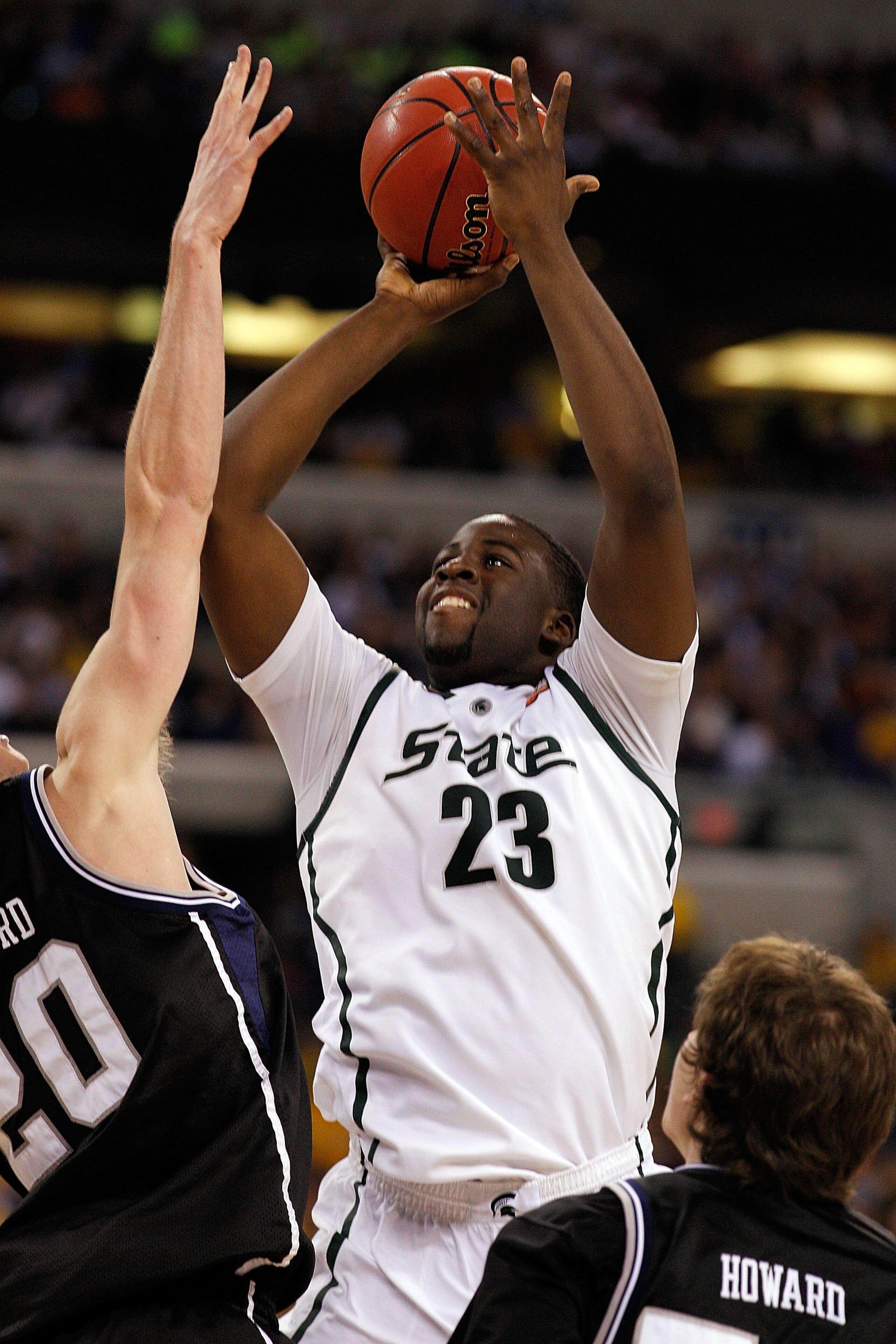 INDIANAPOLIS - APRIL 03:  Draymond Green #23 of the Michigan State Spartans shoots the ball against the Butler Bulldogs during the National Semifinal game of the 2010 NCAA Division I Men's Basketball Championship on April 3, 2010 in Indianapolis, Indiana.