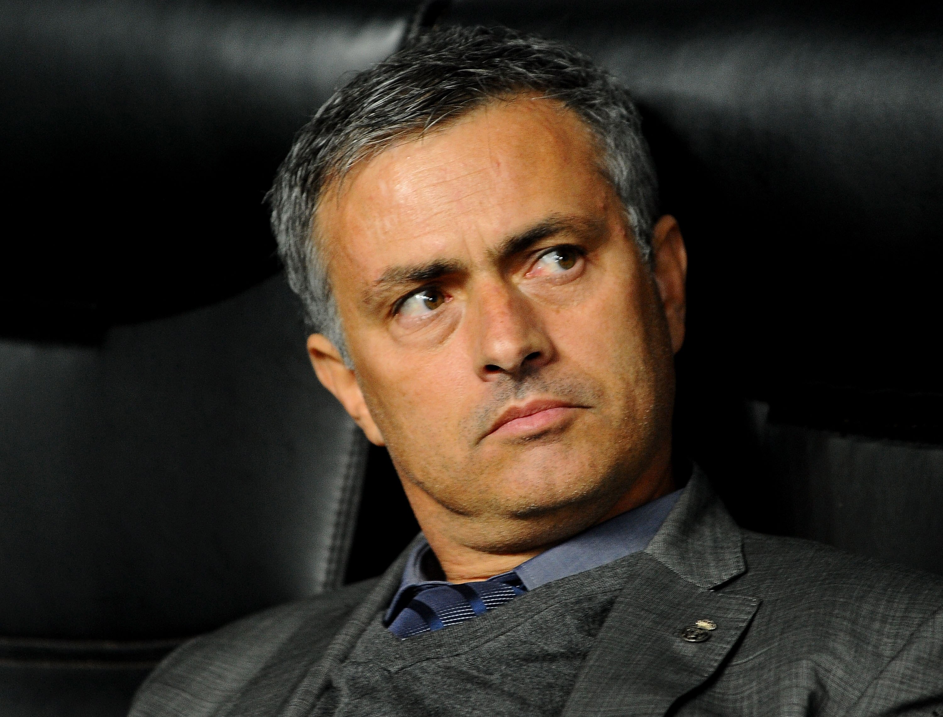 MILAN, ITALY - NOVEMBER 03: Head coach Jose Mourinho of Real Madrid looks on during the Uefa Champions League group G match between AC Milan and Real Madrid at Stadio Giuseppe Meazza on November 3, 2010 in Milan, Italy.  (Photo by Massimo Cebrelli/Getty I