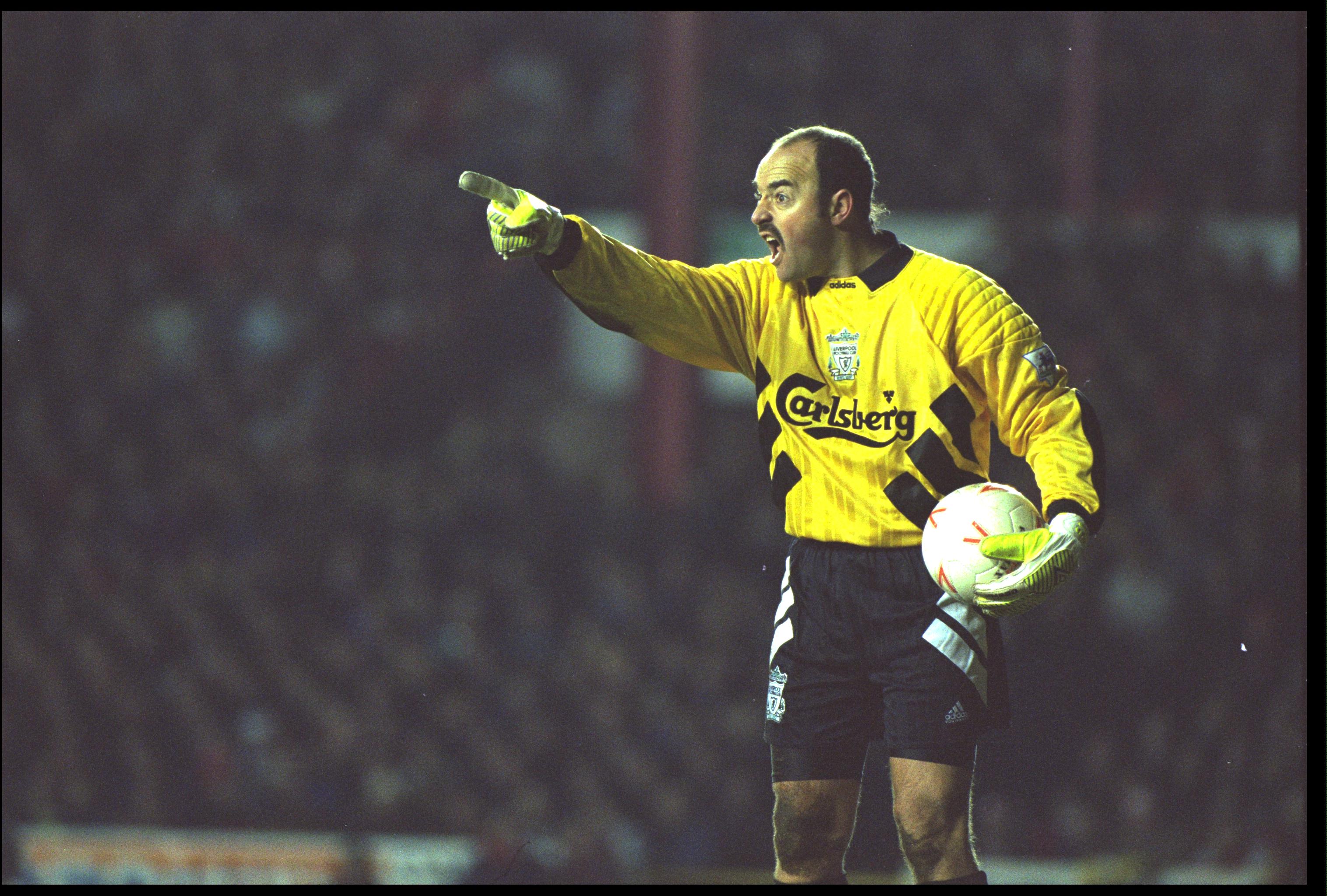 19 JAN 1994:  BRUCE GROBBELAAR OF LIVERPOOL DIRECTS HIS DEFENCE DURING THEIR FA CUP THIRD ROUND REPLAY AGAINST BRISTOL CITY AT ANFIELD. LIVERPOOL LOST THE MATCH 1-0, THIS RESULT WAS THEIR FIRST LOSS IN 13 GAMES AND IT LEAD TO THE RESIGNATION OF BOSS GRAEM