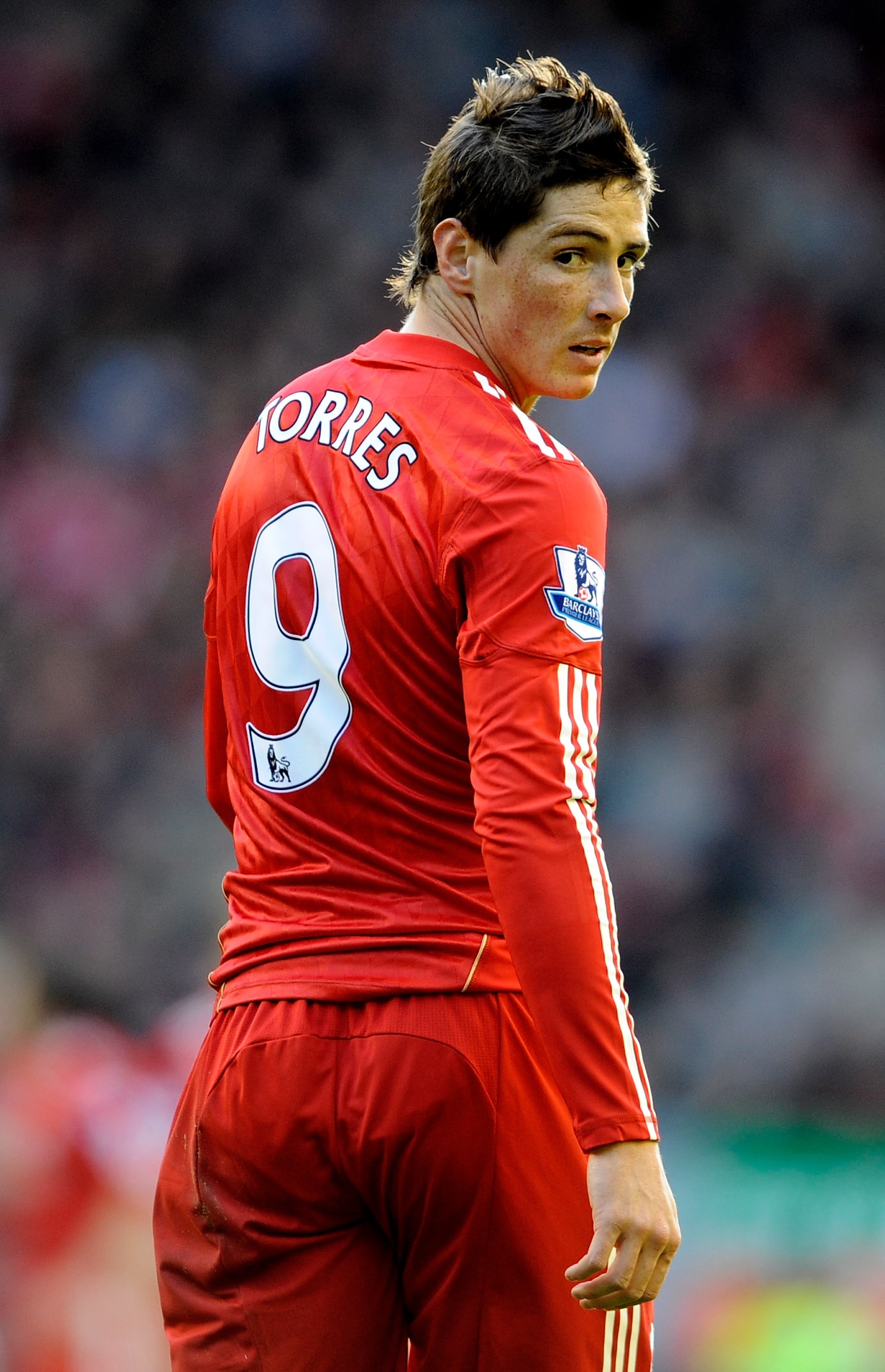 LIVERPOOL, ENGLAND - OCTOBER 24:   Fernando Torres of Liverpool looks on during the Barclays Premier League match between Liverpool and Blackburn Rovers at Anfield on October 24, 2010 in Liverpool, England. (Photo by Michael Regan/Getty Images)