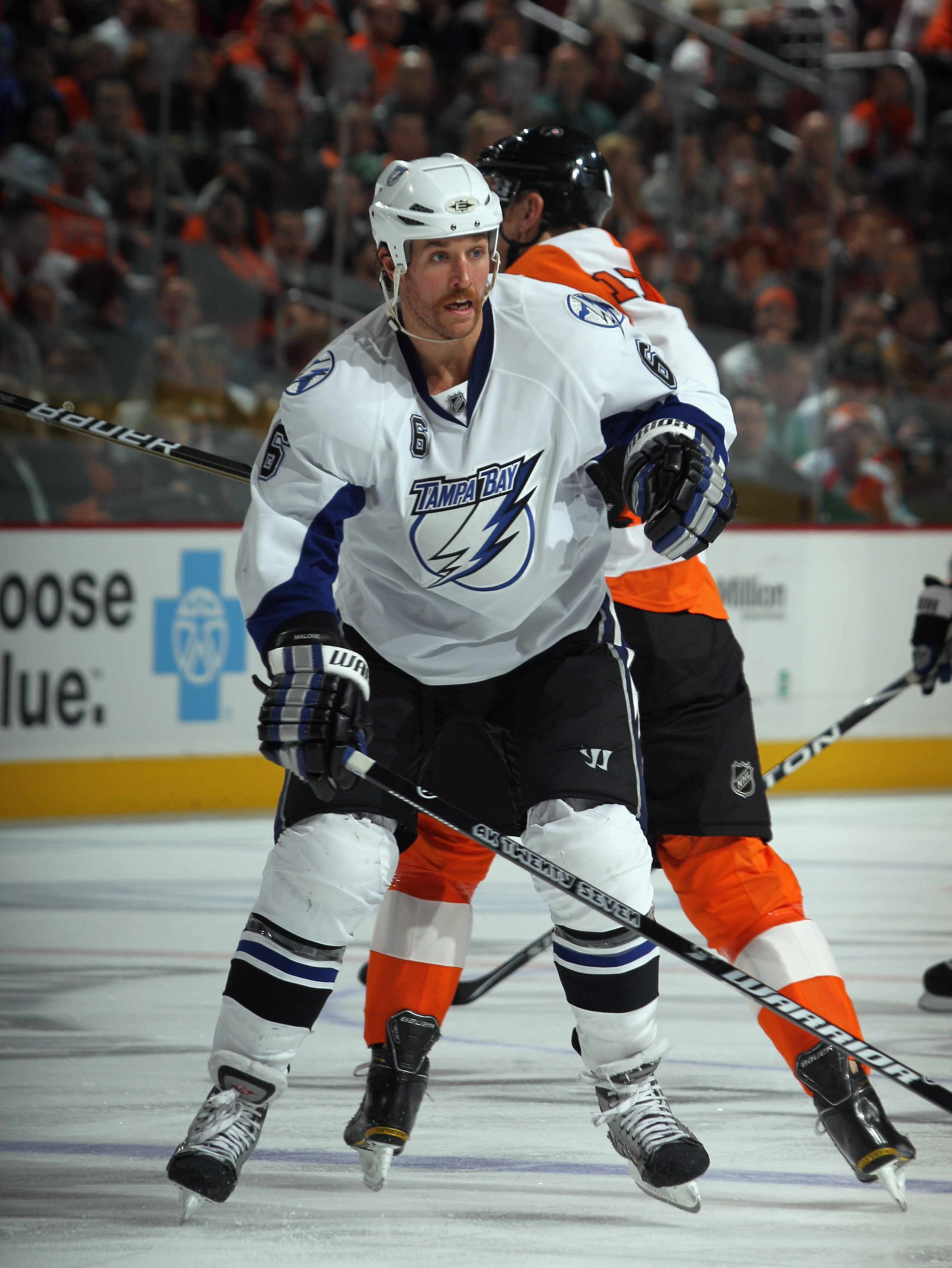 PHILADELPHIA - NOVEMBER 18: Ryan Malone #6 of the Tampa Bay Lightning skates against the Philadelphia Flyers at the Wells Fargo Center on November 18, 2010 in Philadelphia, Pennsylvania. The Lightning defeated the Flyers 8-7.  (Photo by Bruce Bennett/Gett