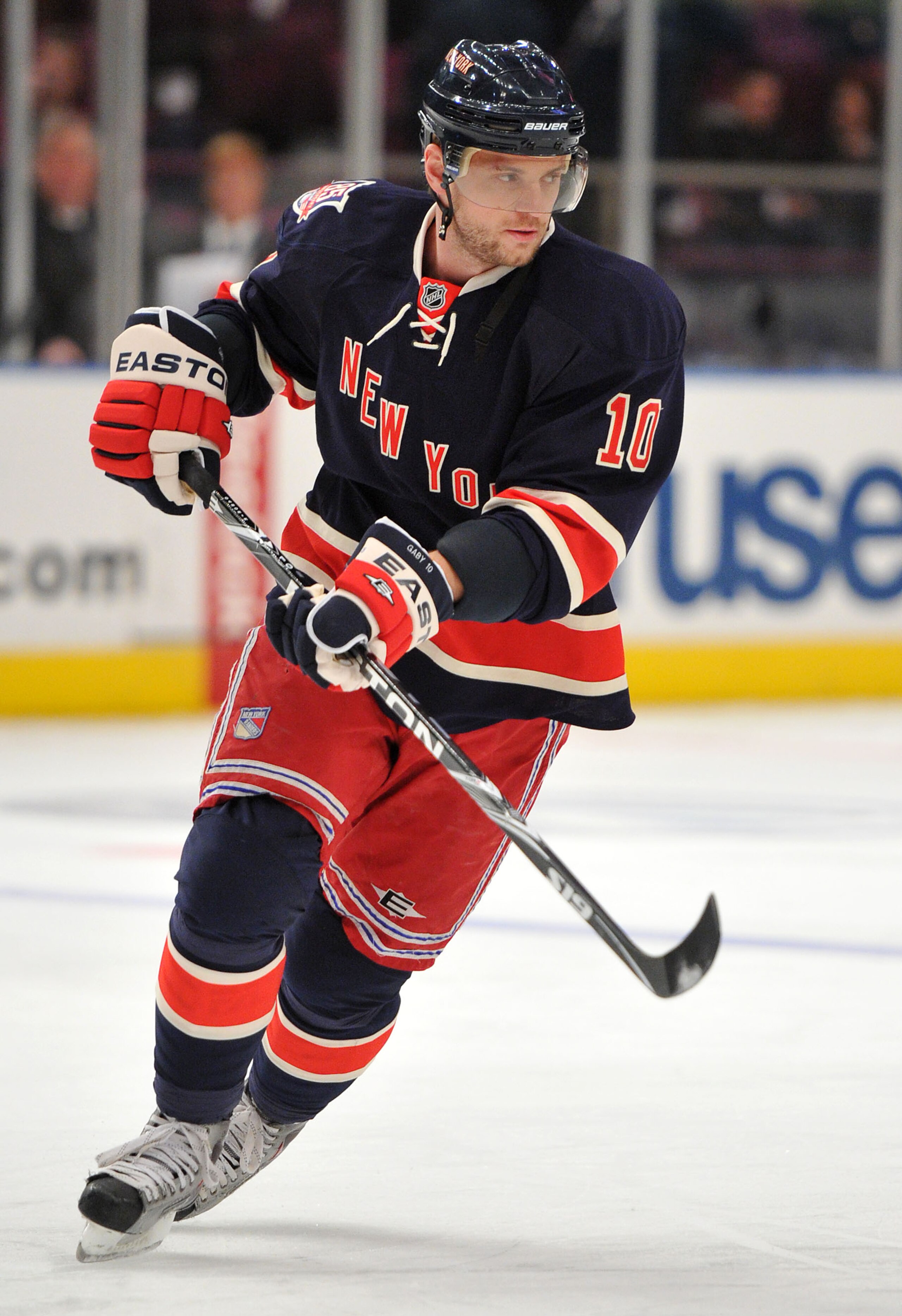 NEW YORK, NY - DECEMBER 5: Marian Gaborik #10 of the New York Rangers  skates prior to the game against the Ottawa Senators at Madison Square Garden on December 5, 2010 in New York City. (Photo by Christopher Pasatieri/Getty Images)