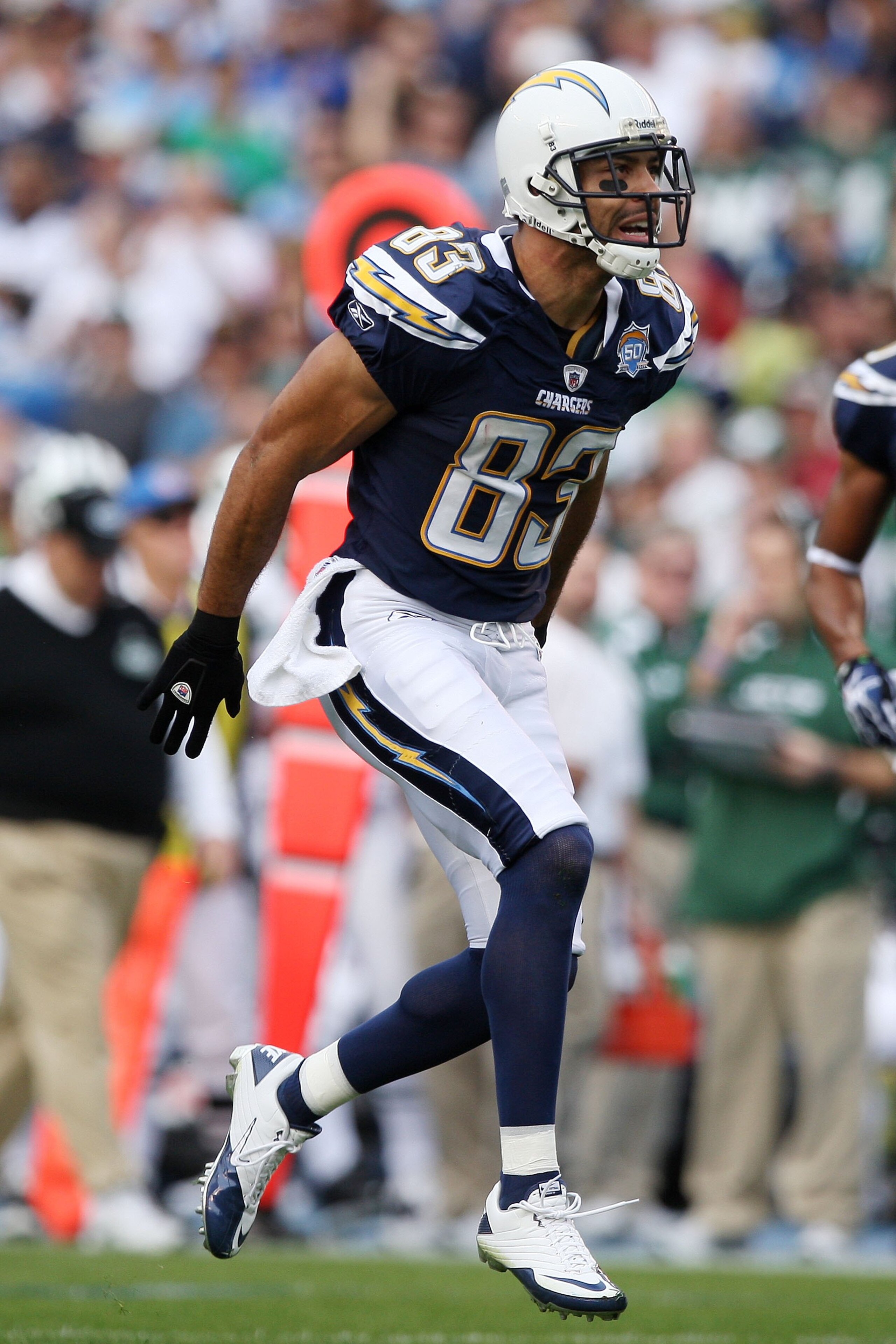 SAN DIEGO - JANUARY 17: Wide receiver Vincent Jackson #83 of the San Diego Chargers reacts after a play against the New York Jets during AFC Divisional Playoff Game at Qualcomm Stadium on January 17, 2010 in San Diego, California. (Photo by Donald Mira SAN DIEGO - JANUARY 17: Wide receiver Vincent Jackson #83 of the San Diego Chargers reacts after a play against the New York Jets during AFC Divisional Playoff Game at Qualcomm Stadium on January 17, 2010 in San Diego, California. (Photo by Donald Mira