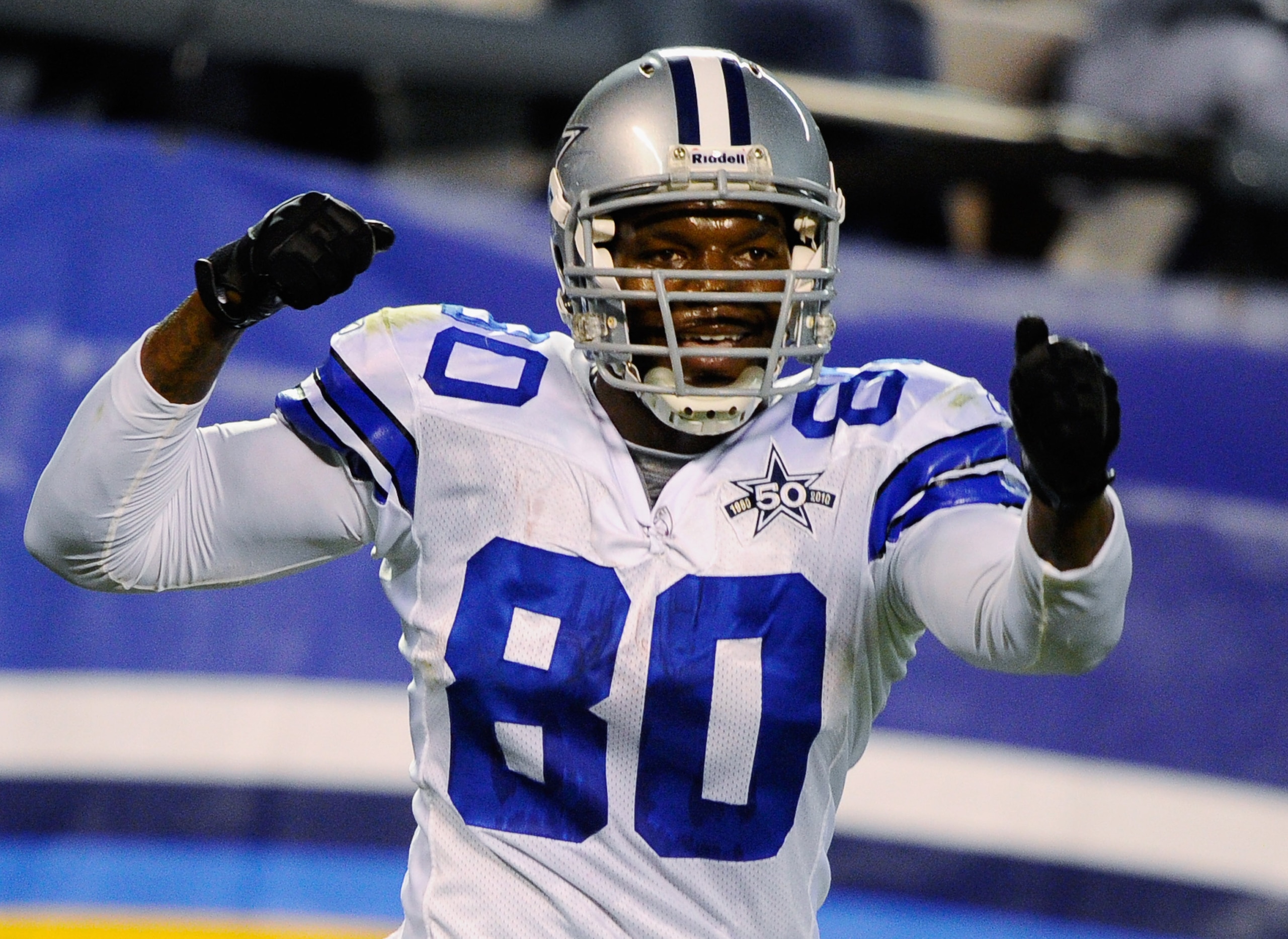SAN DIEGO - AUGUST 21:  Tight end Martellus Bennett #80 of the Dallas Cowboys celebrates after scoring a touchdown against the San Diego Chargers during their pre-season NFL football game at Qualcomm Stadium on August 21, 2010 in San Diego, California.  (