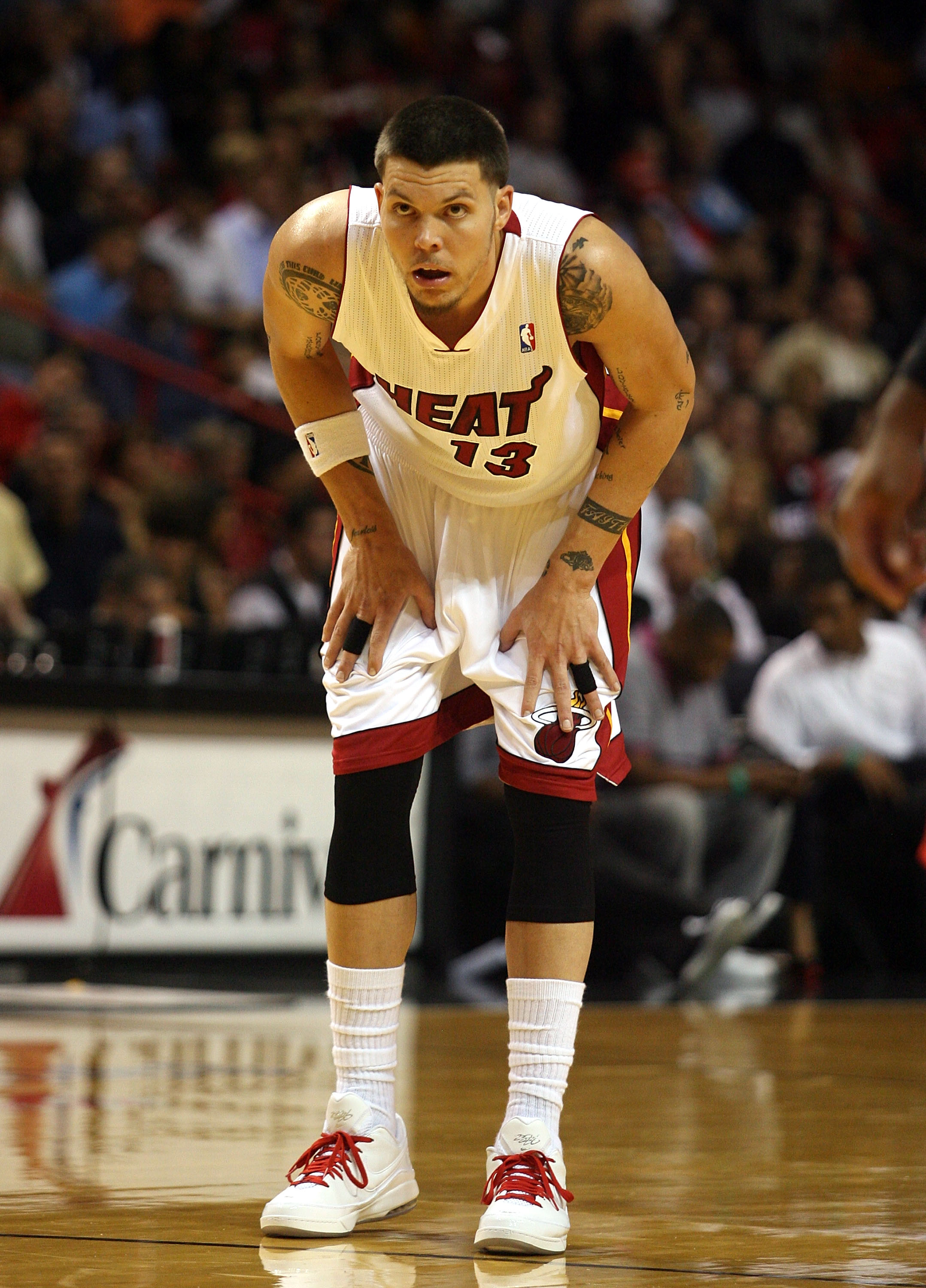 MIAMI - OCTOBER 05:  Forward Mike Miller #13 on the court against the Detroit Pistons on October 5, 2010 in Miami, Florida.  NOTE TO USER: User expressly acknowledges and agrees that, by downloading and or using this photograph, User is consenting to the