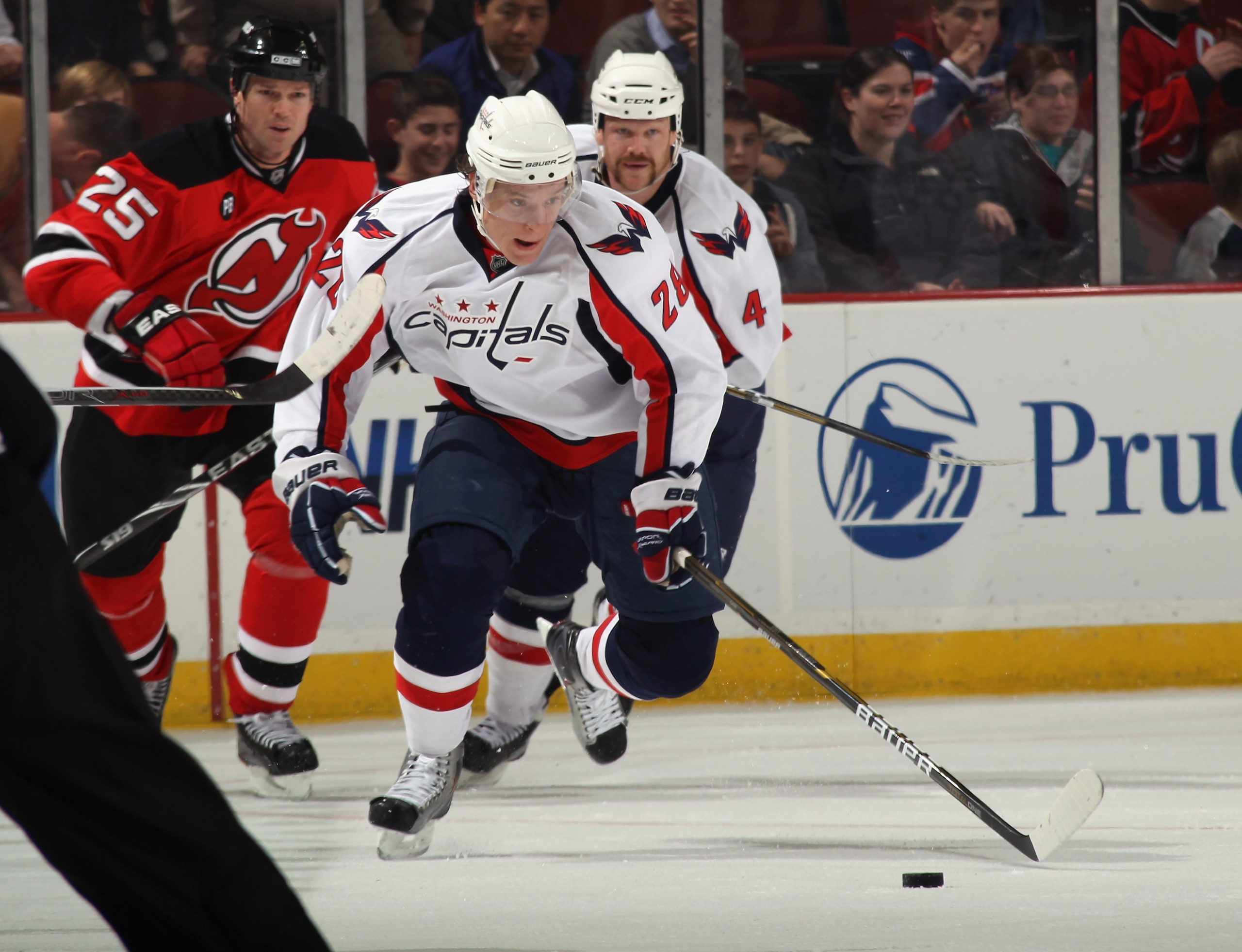 NEWARK, NJ - NOVEMBER 22:  Alexander Semin #28 of the Washington Capitals skates against the New Jersey Devils at the Prudential Center on November 22, 2010 in Newark, New Jersey. The Devils defeated the Capitals 5-0.  (Photo by Bruce Bennett/Getty Images