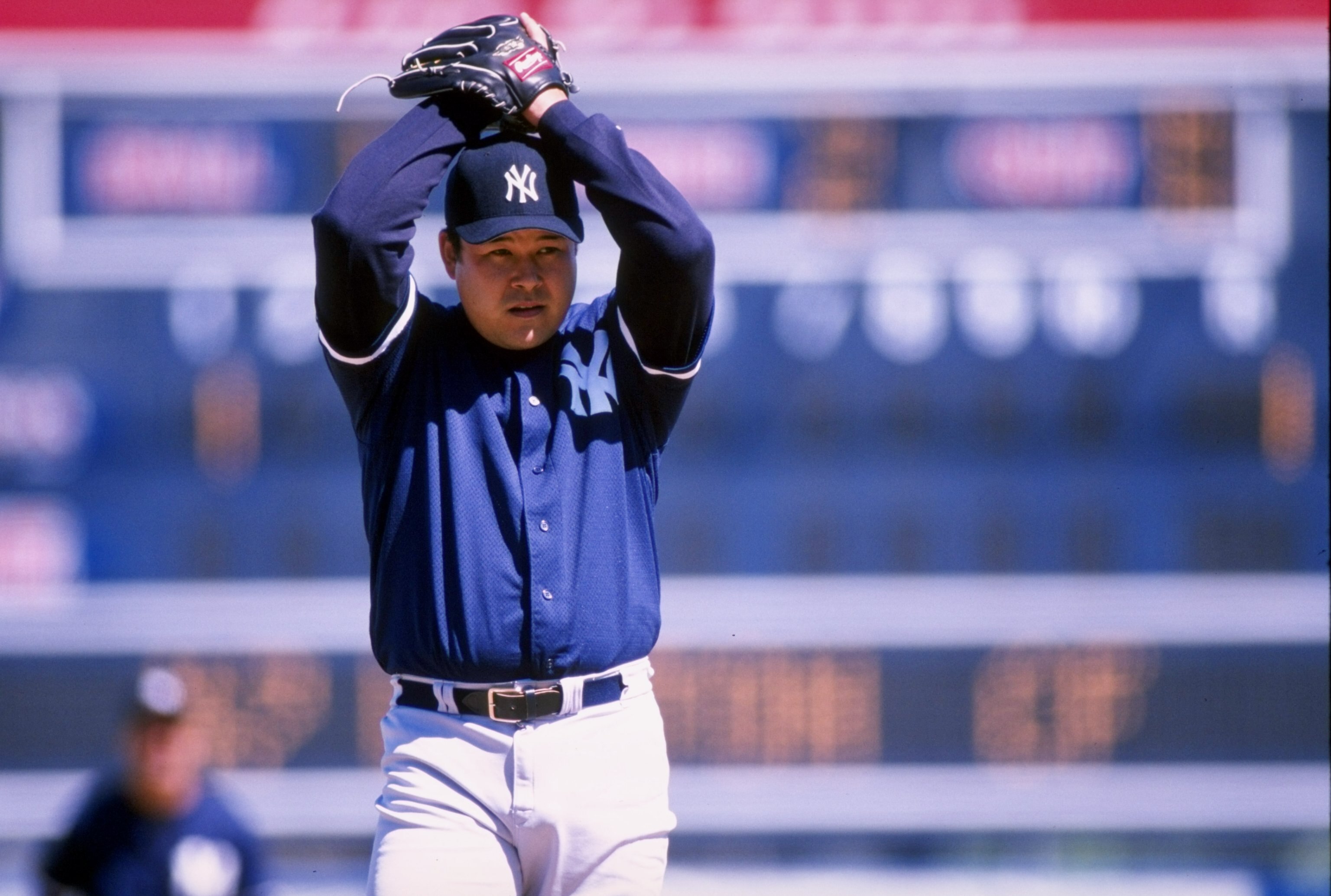 2 Mar 1998:  Pitcher Hideki Irabu #14 of the New York Yankees in action during a spring training game against the Cleveland Indians at Chain of Lakes Park in Winter Haven, Florida.  The Yankees defeated the Indians 11-6. Mandatory Credit: Craig Melvin  /A