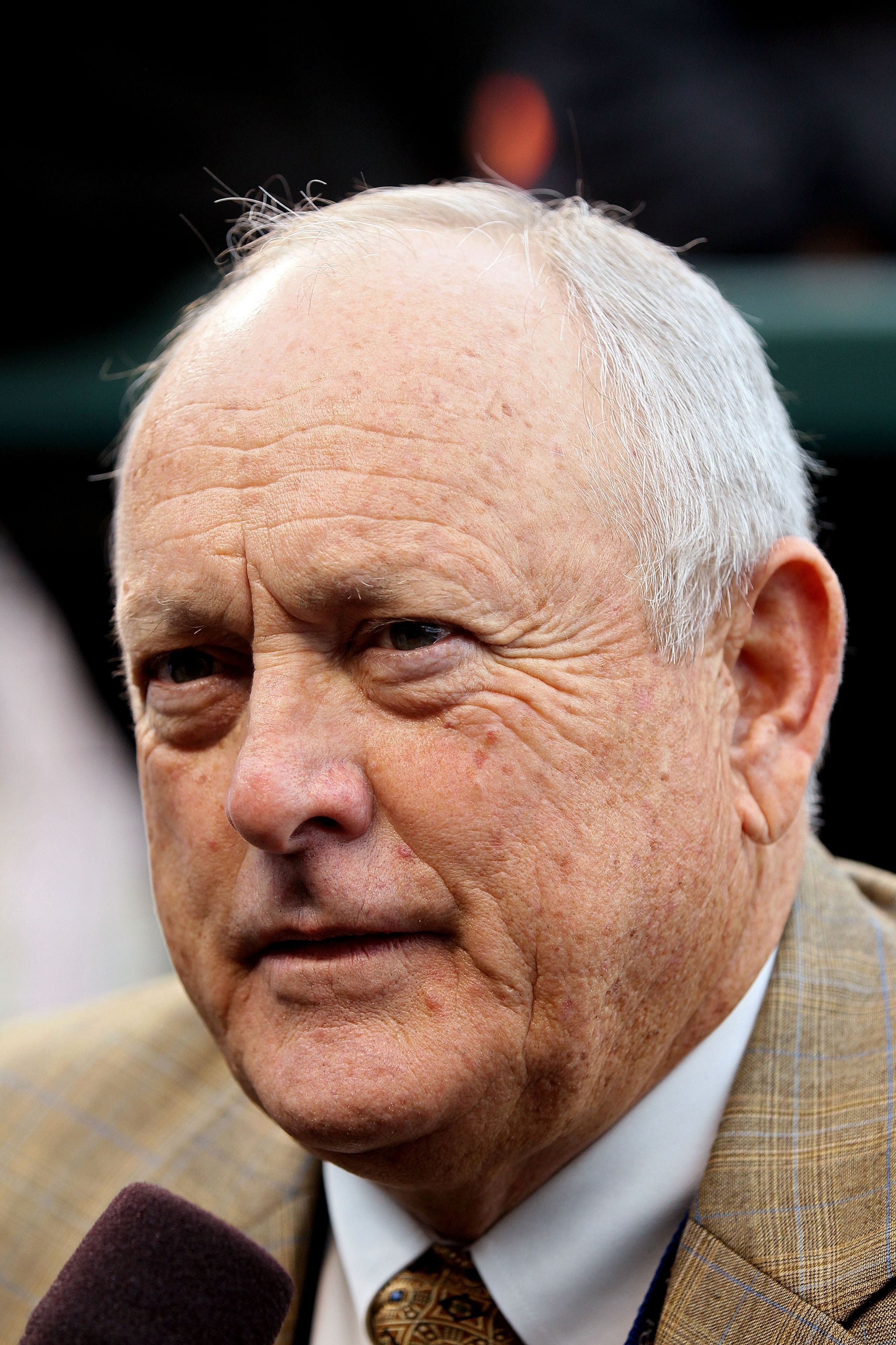SAN FRANCISCO - OCTOBER 28:  Team president Nolan Ryan of the Texas Rangers watches batting practice before Game Two of the 2010 MLB World Series against the San Francisco Giants at AT&T Park on October 28, 2010 in San Francisco, California.  (Photo by El