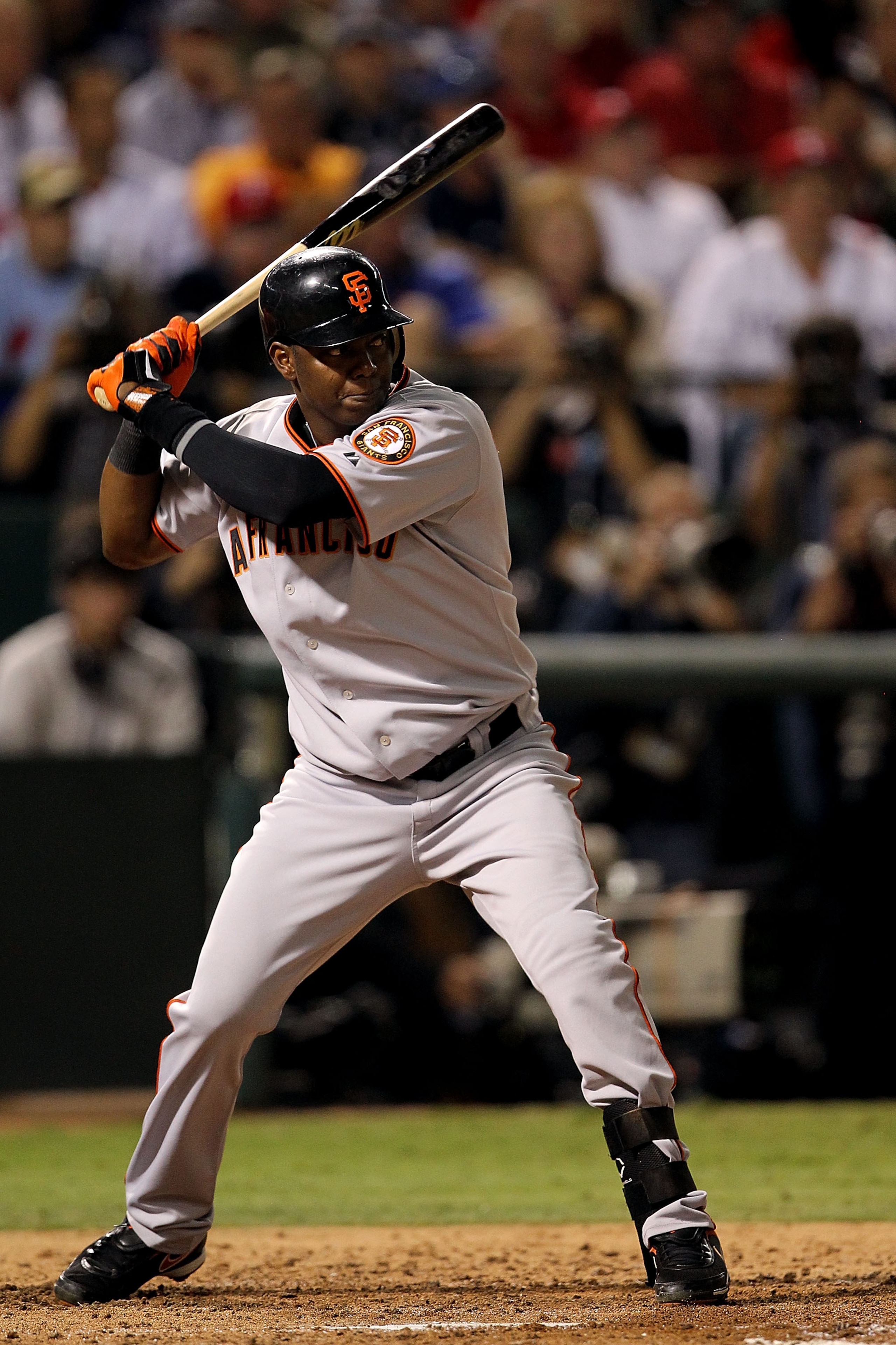 ARLINGTON, TX - NOVEMBER 01:  Series MVP Edgar Renteria #16 of the San Francisco Giants bats against the Texas Rangers in Game Five of the 2010 MLB World Series at Rangers Ballpark in Arlington on November 1, 2010 in Arlington, Texas.  (Photo by Ronald Ma