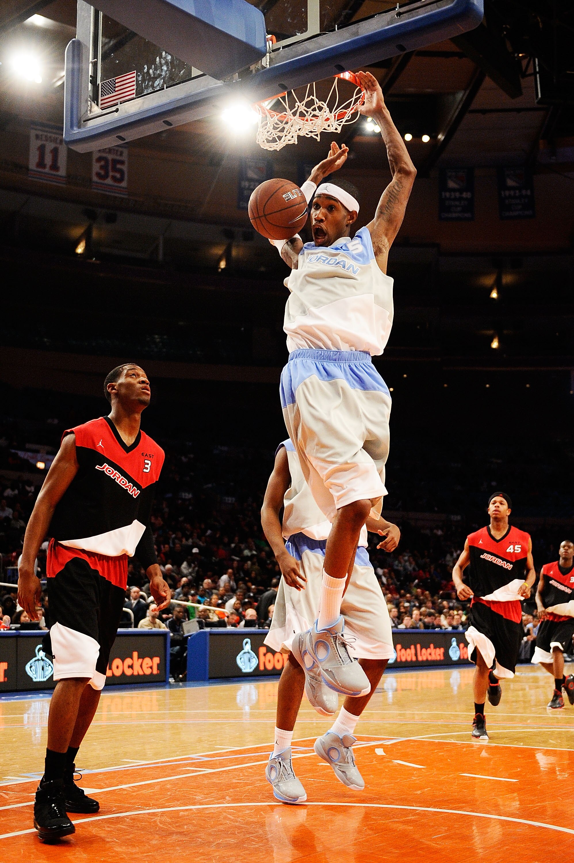NEW YORK - APRIL 17:  Will Barton #5 of West Team slams a dunk against East Team during the National Game at the 2010 Jordan Brand classic at Madison Square Garden on April 17, 2010 in New York City.  (Photo by Jeff Zelevansky/Getty Images for Jordan Bran