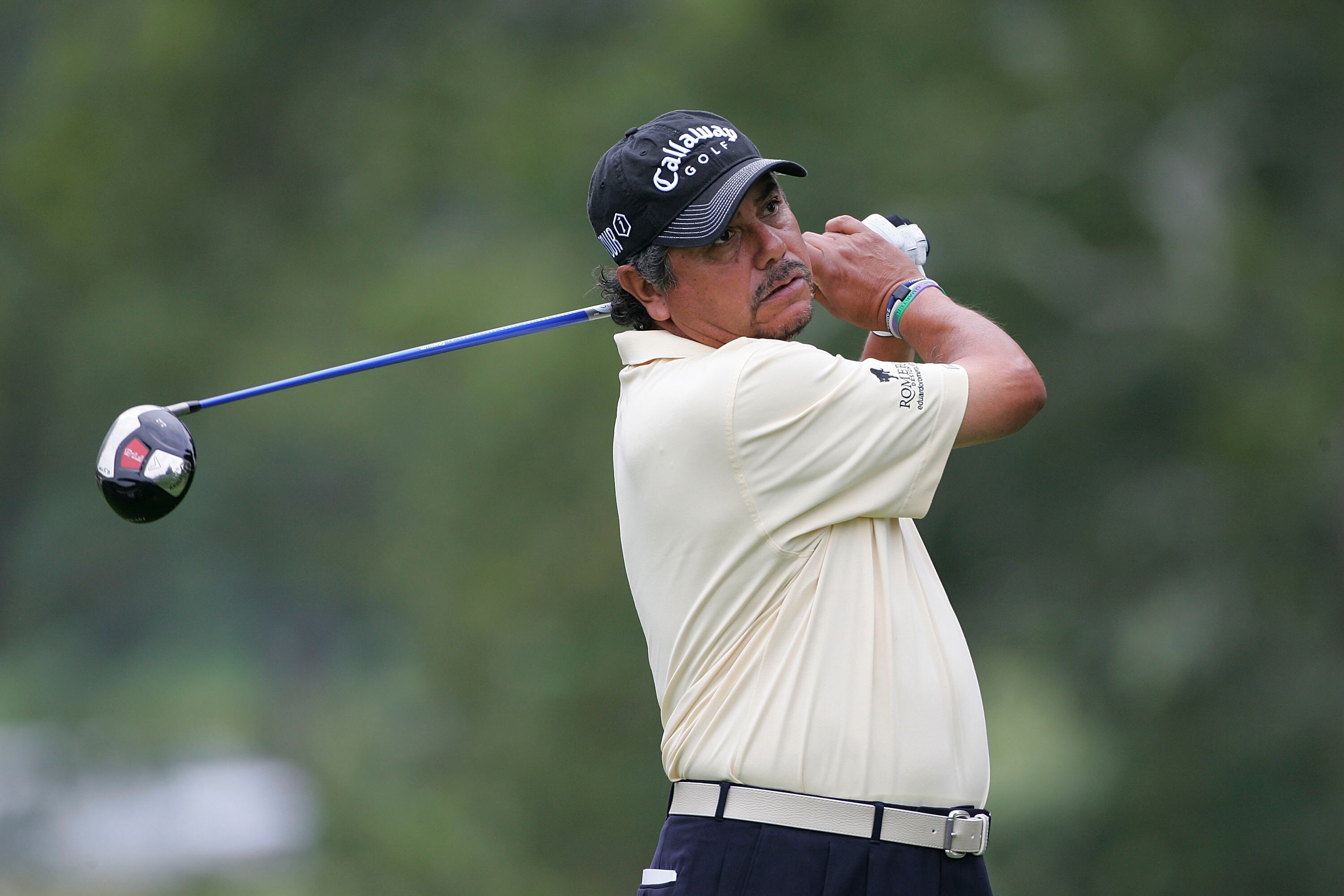 TIMONIUM, MD - OCTOBER 02:  Eduardo Romero of Argentina watches his drive during the second round of the Constellation Energy Senior Players Championship at Baltimore Country Club/Five Farms (East Course) held on October 2, 2009 in Timonium, Maryland  (Ph