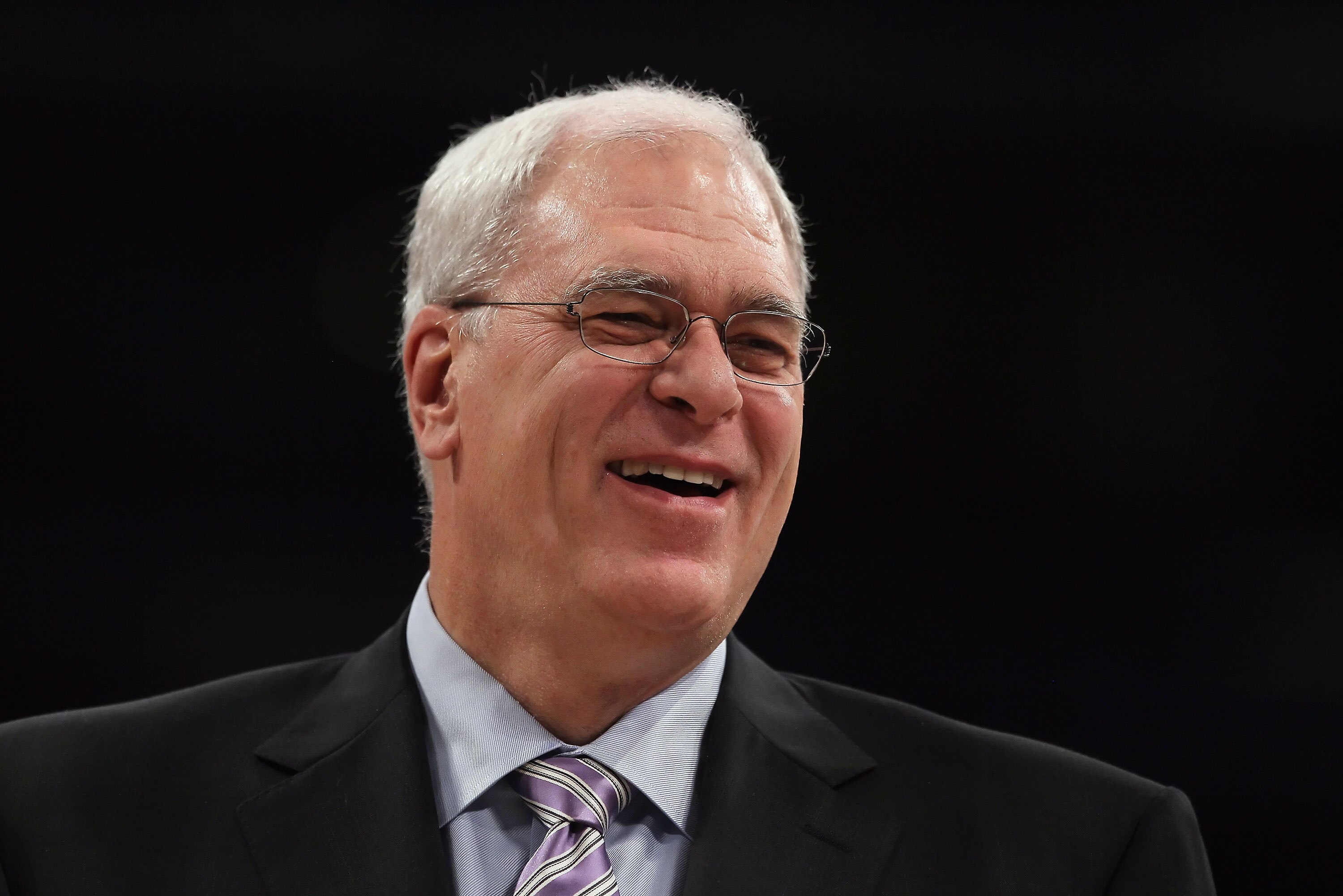 LOS ANGELES, CA - DECEMBER 03:  Los Angeles Lakers head coach Phil Jackson smiles during the game against the Sacramento Kings at Staples Center on December 3, 2010 in Los Angeles, California. The Lakers defeated the Kings 113-80. NOTE TO USER: User expre