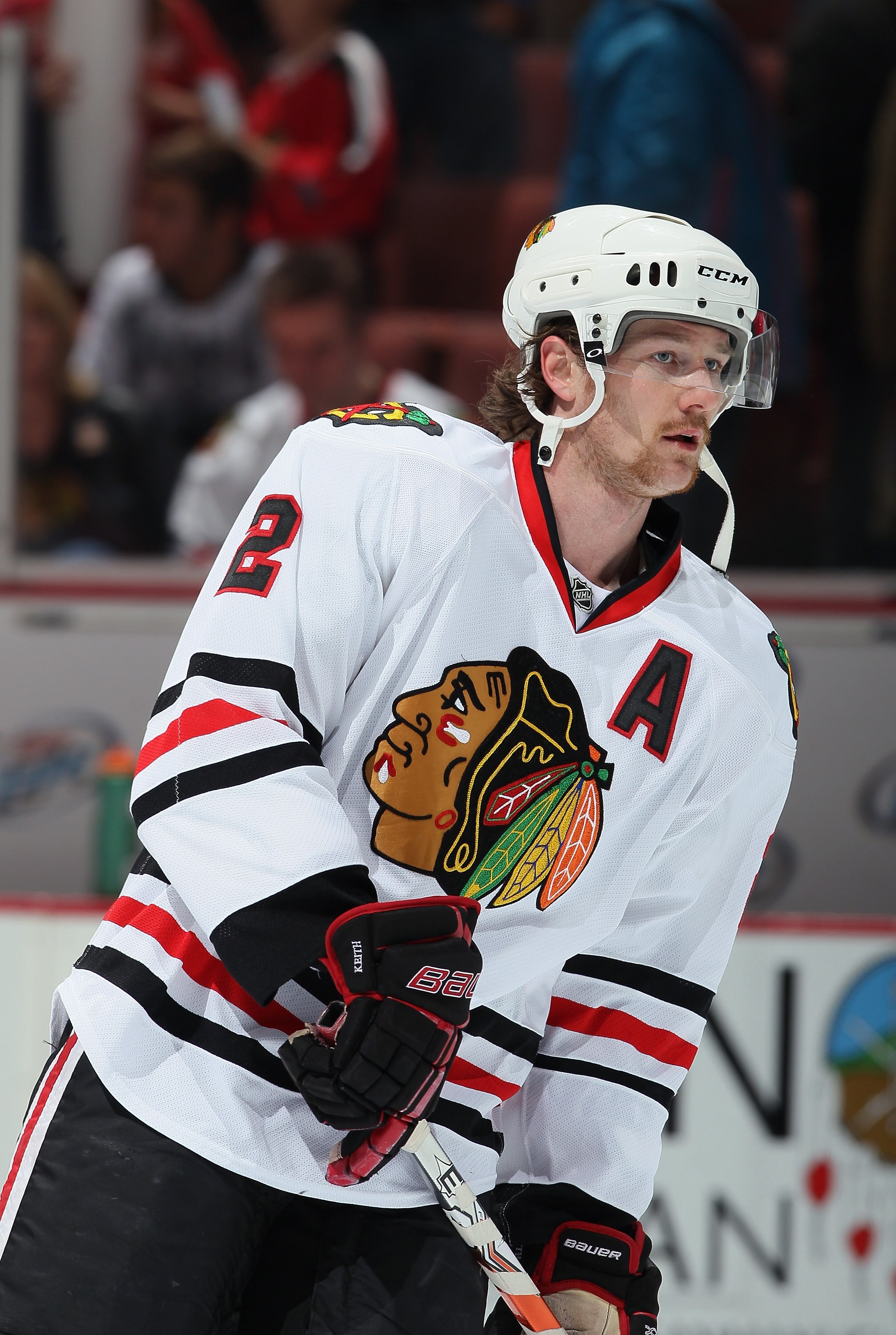 ANAHEIM, CA - NOVEMBER 26:  Duncan Keith #2 of the Chicago Blackhawks skates prior to the start of the game against the Anaheim Ducks at the Honda Center on November 26, 2010 in Anaheim, California.  (Photo by Jeff Gross/Getty Images)