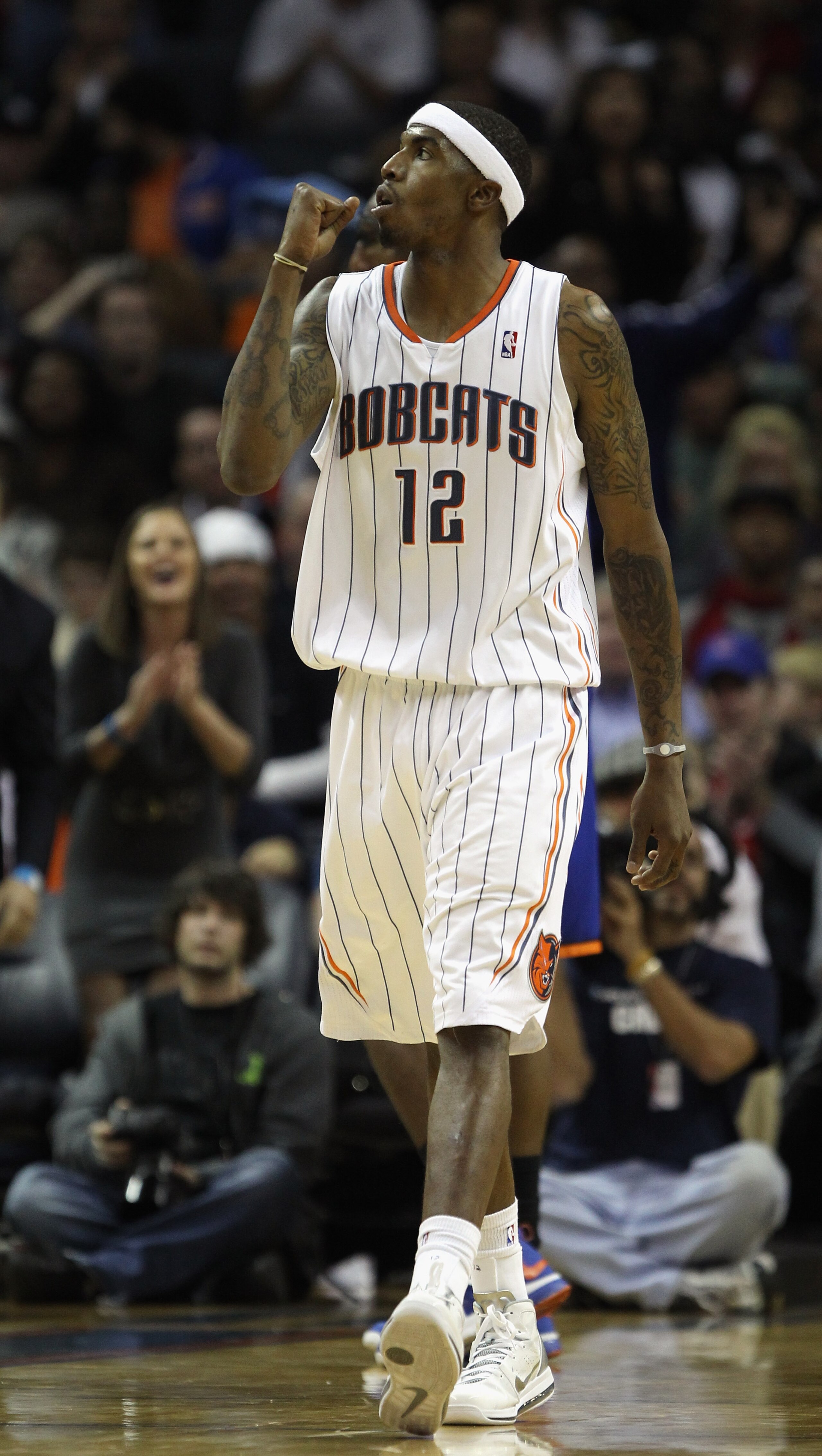 CHARLOTTE, NC - NOVEMBER 24:  Tyrus Thomas #12 of the Charlotte Bobcats reacts after a play against the New York Knicks during their game at Time Warner Cable Arena on November 24, 2010 in Charlotte, North Carolina.  NOTE TO USER: User expressly acknowled