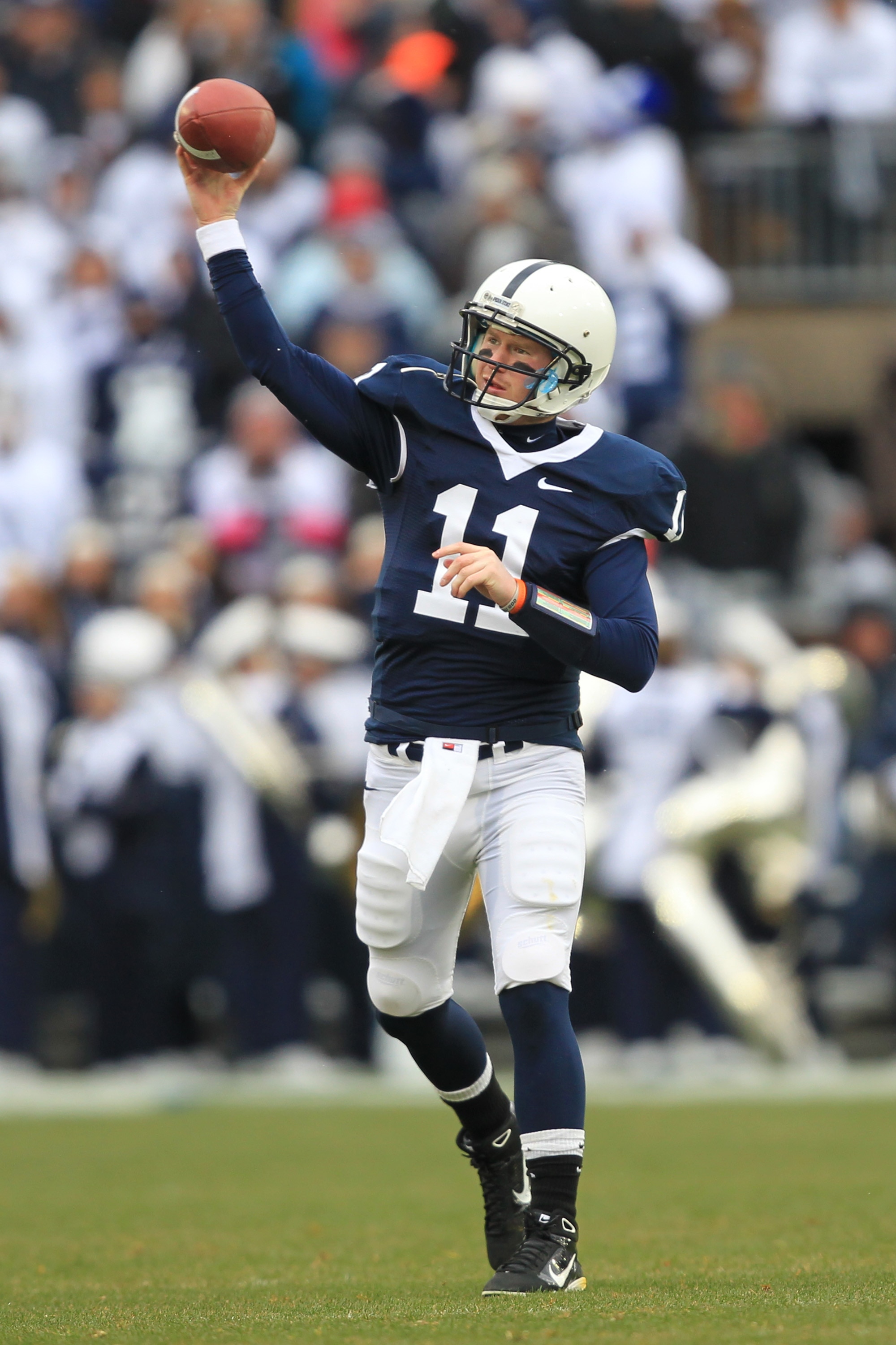 STATE COLLEGE, PA - NOVEMBER 27: Quarterback Matt McGloin #11 of the Penn State Nittany Lions throws a pass during a game against the Michigan State Spartans on November 27, 2010 at Beaver Stadium in State College, Pennsylvania. The Spartans won 28-22. (P