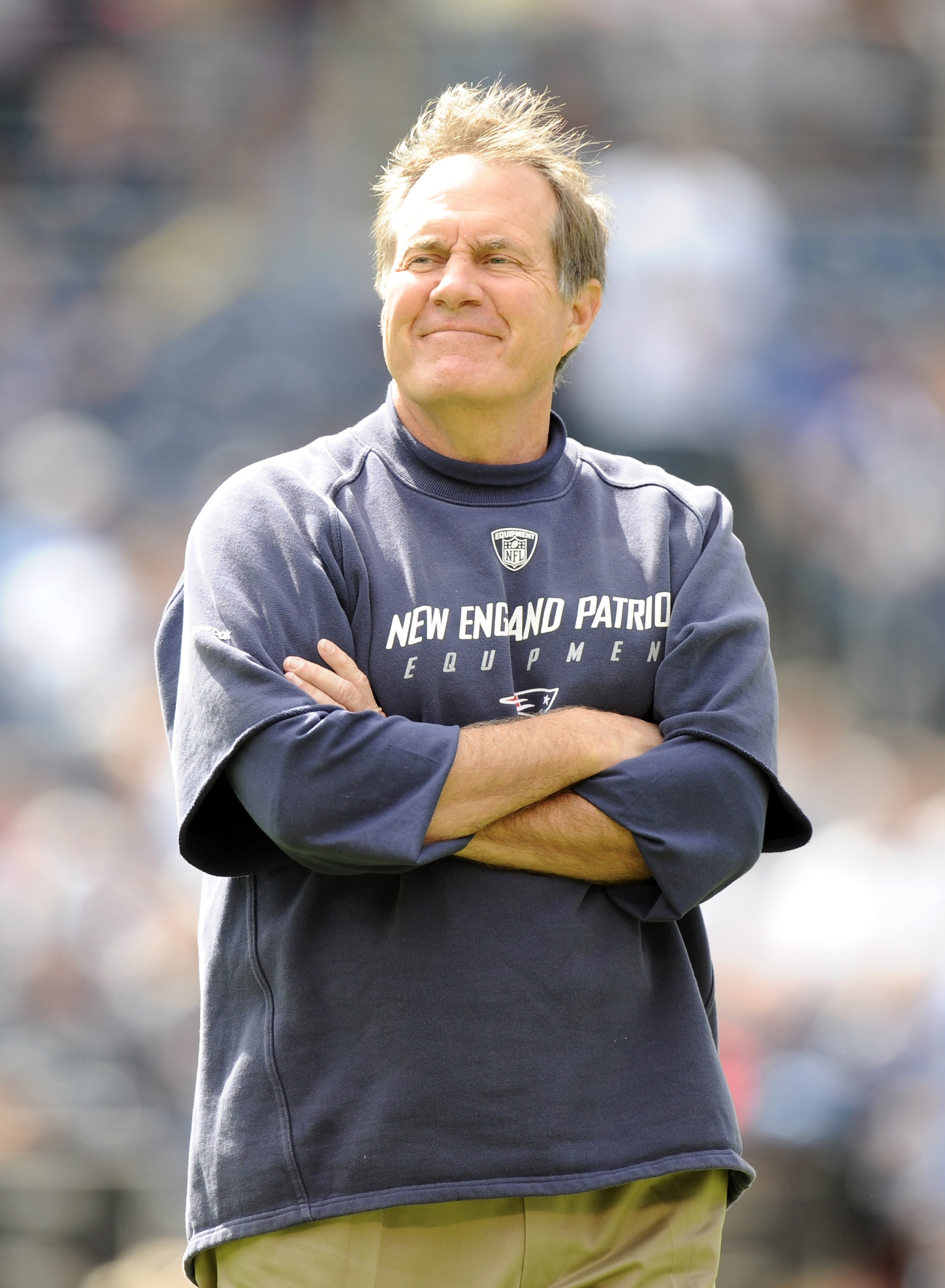 SAN DIEGO - OCTOBER 24: Head Coach Bill Belichick of the New England Patriots during warm up against the San Diego Chargers at Qualcomm Stadium on October 24, 2010 in San Diego, California. (Photo by Harry How/Getty Images) SAN DIEGO - OCTOBER 24: Head Coach Bill Belichick of the New England Patriots during warm up against the San Diego Chargers at Qualcomm Stadium on October 24, 2010 in San Diego, California. (Photo by Harry How/Getty Images)
