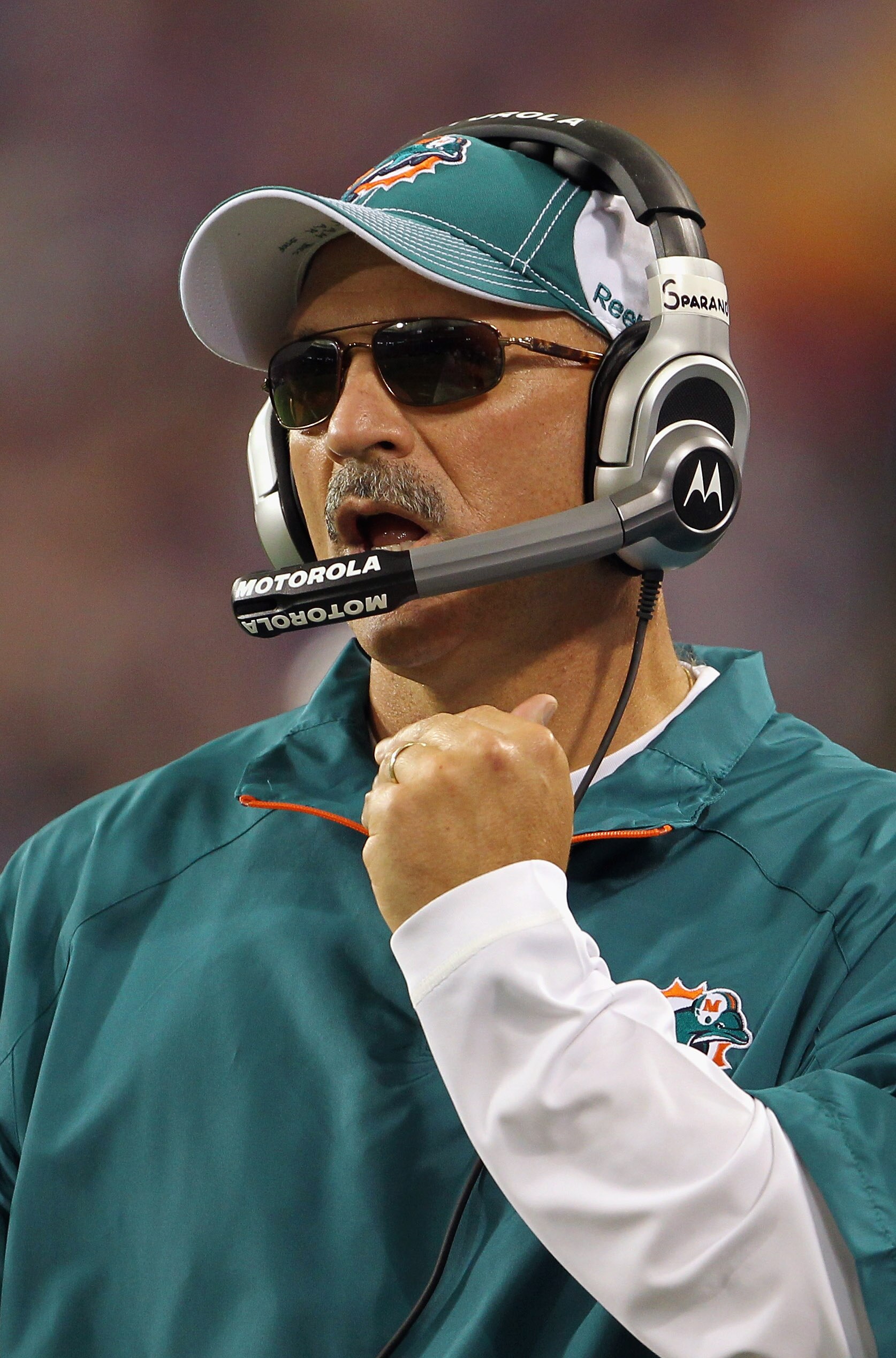 MINNEAPOLIS - SEPTEMBER 19:  Head coach Tony Sparano of the Miami Dolphins watches from the sidelines during the game against the Minnesota Vikings on September 19, 2010 at Hubert H. Humphrey Metrodome in Minneapolis, Minnesota.  (Photo by Jamie Squire/Ge