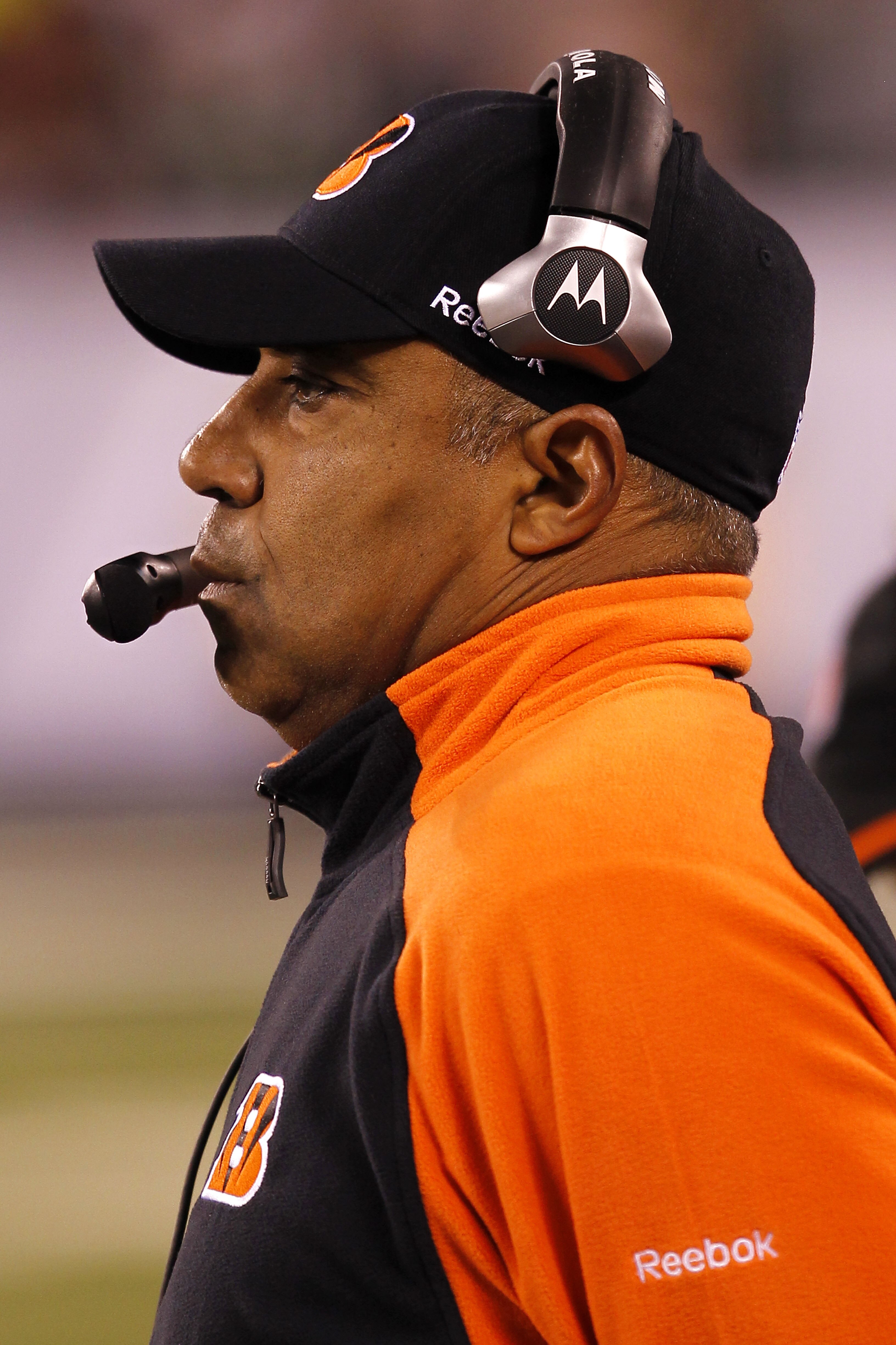 EAST RUTHERFORD, NJ - NOVEMBER 25:  Head Coach Marvin Lewis of the Cincinnati Bengals watches the game against the New York Jets at New Meadowlands Stadium on November 25, 2010 in East Rutherford, New Jersey. The Jets defeated the Bengals 26-10.  (Photo b