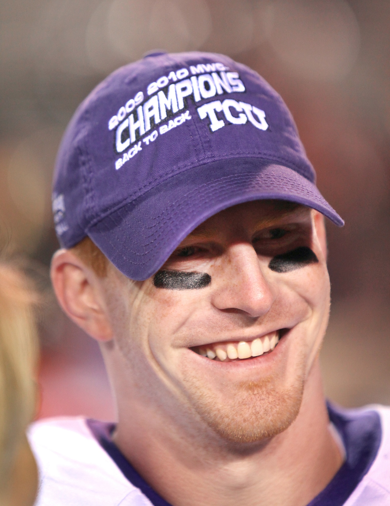 ALBUQUERQUE, NM - NOVEMBER 27: Quarterback Andy Dalton #14 of the TCU Horned Frogs smiles after defeating the University of New Mexico Lobos 66-17 on November 27, 2010 at University Stadium in Albuquerque, New Mexico. (Photo by Eric Draper/Getty Images)