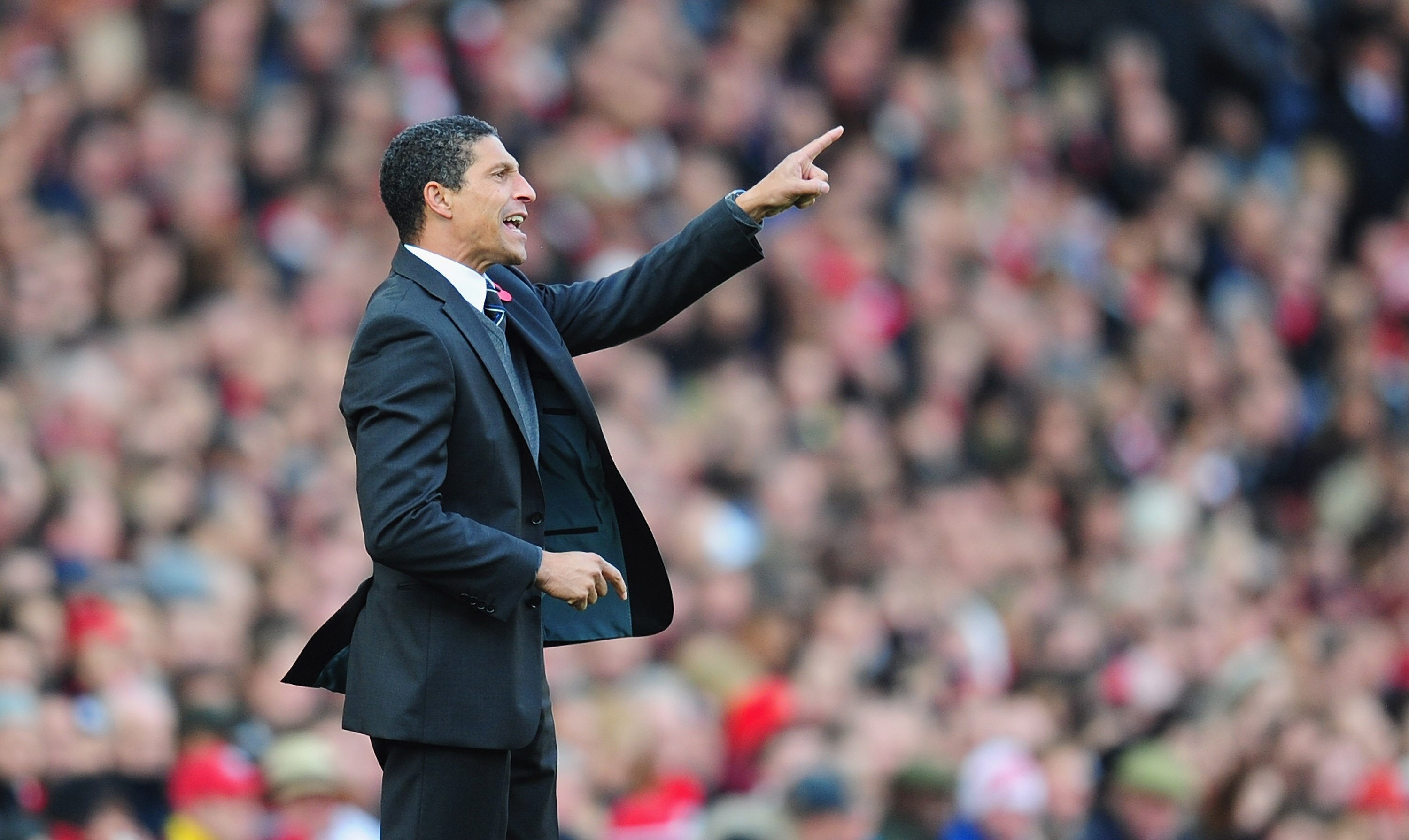 LONDON, ENGLAND - NOVEMBER 07:  Newcastle manager Chris Hughton gives instructions during the Barclays Premier League match between Arsenal and Newcastle United at the Emirates Stadium on November 7, 2010 in London, England.  (Photo by Mike Hewitt/Getty I