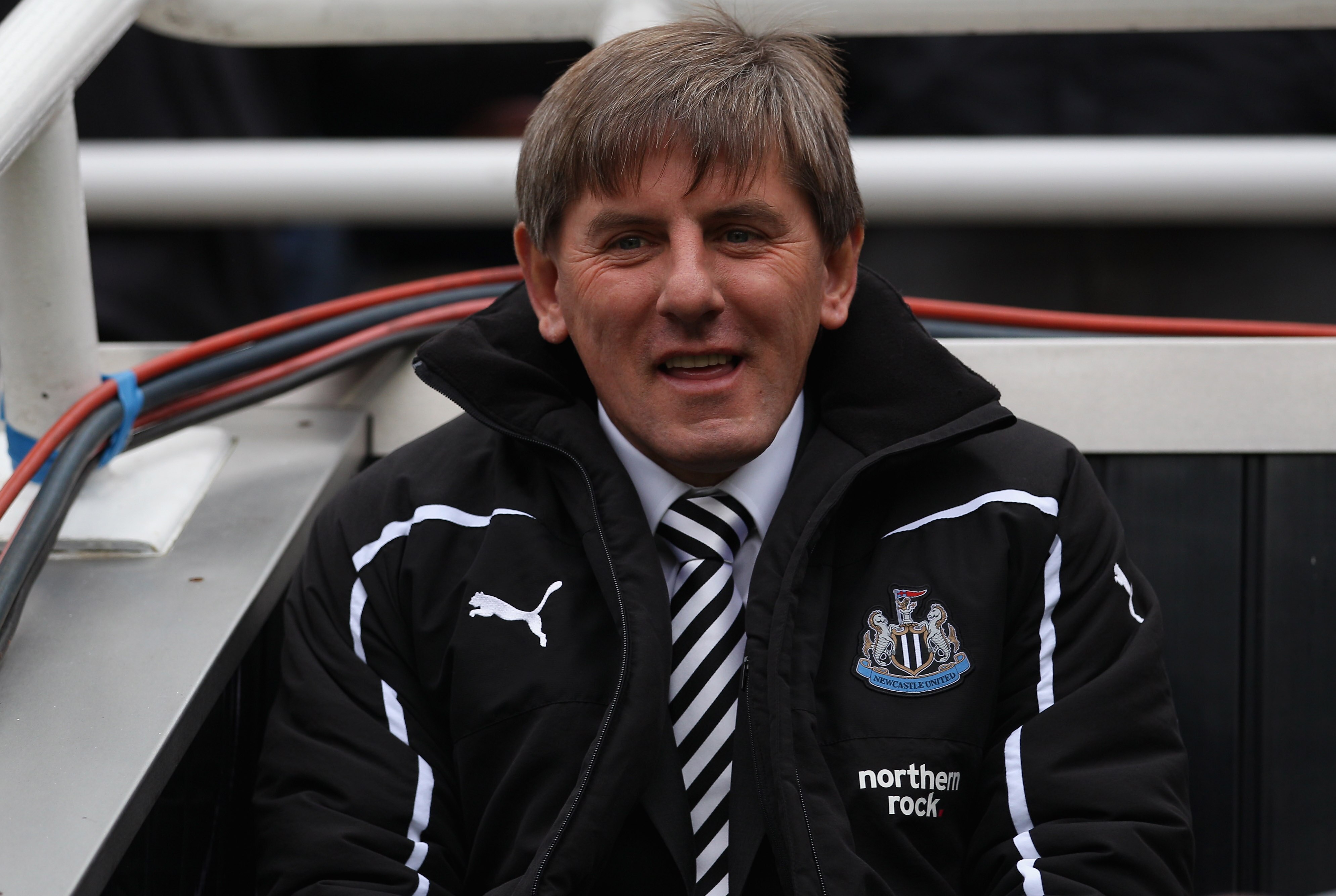 NEWCASTLE UPON TYNE, ENGLAND - OCTOBER 31:  Newcastle United reserve coach Peter Beardsley looks on before the Barclays Premier League match between Newcastle United and Sunderland at St James' Park on October 31, 2010 in Newcastle upon Tyne, England.  (P