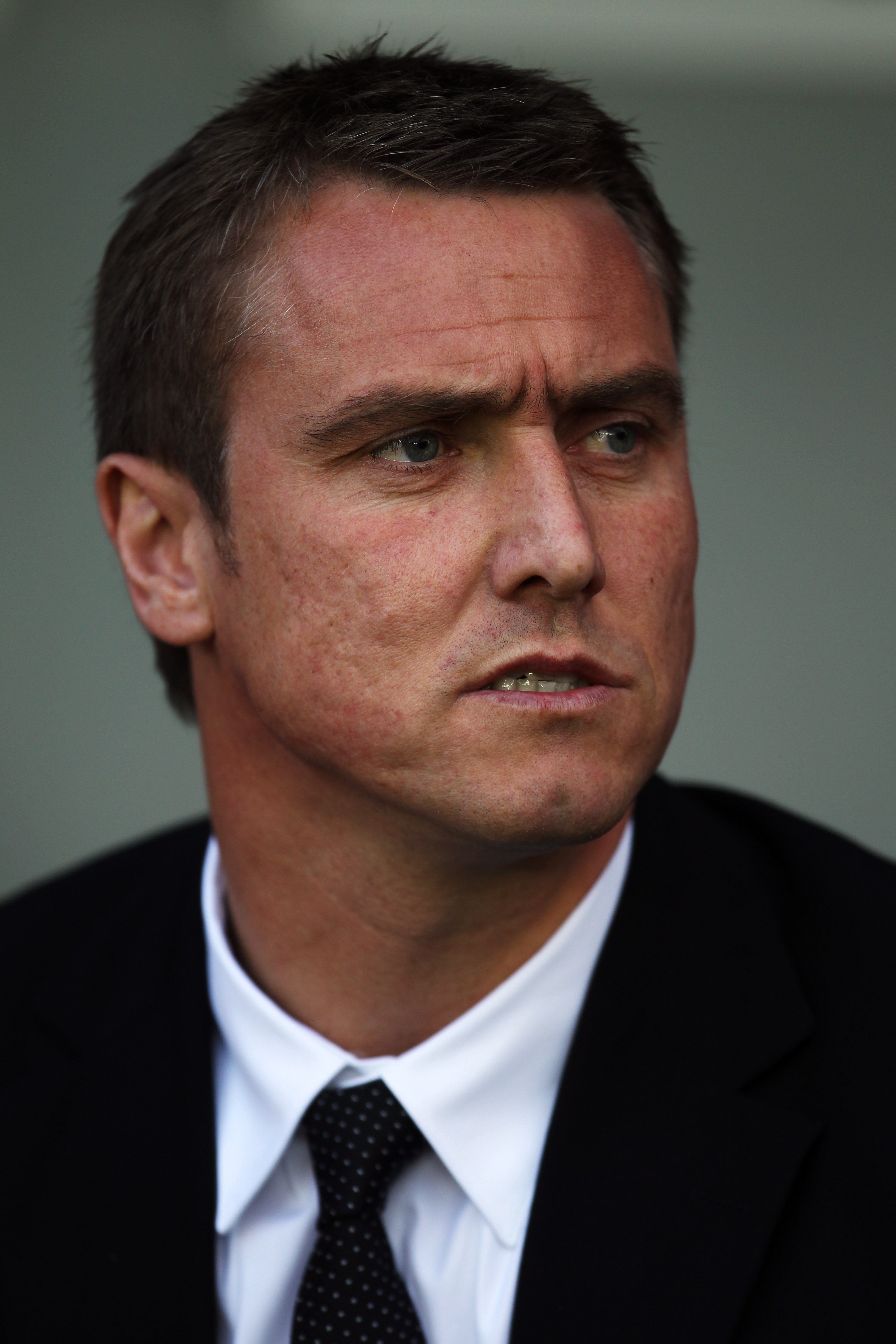 LONDON, ENGLAND - MAY 18:  Huddersfield Town Manager Lee Clark looks on prior to the League One Playoff Semi Final 2nd Leg between Millwall and Huddersfield Town at The New Den on May 18, 2010 in London, England.  (Photo by Bryn Lennon/Getty Images)