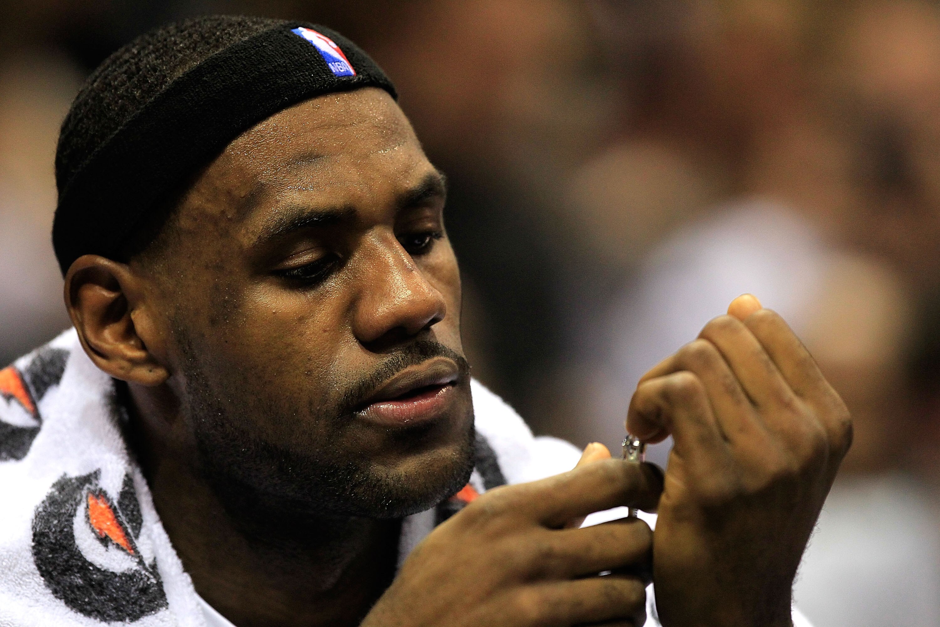 MILWAUKEE, WI - DECEMBER 06: LeBron James #6 of the Miami Heat clips his nails while sitting on the bench during a game against the Milwaukee Bucks at the Bradley Center on December 6, 2010 in Milwaukee, Wisconsin. NOTE TO USER: User expressly acknowledge
