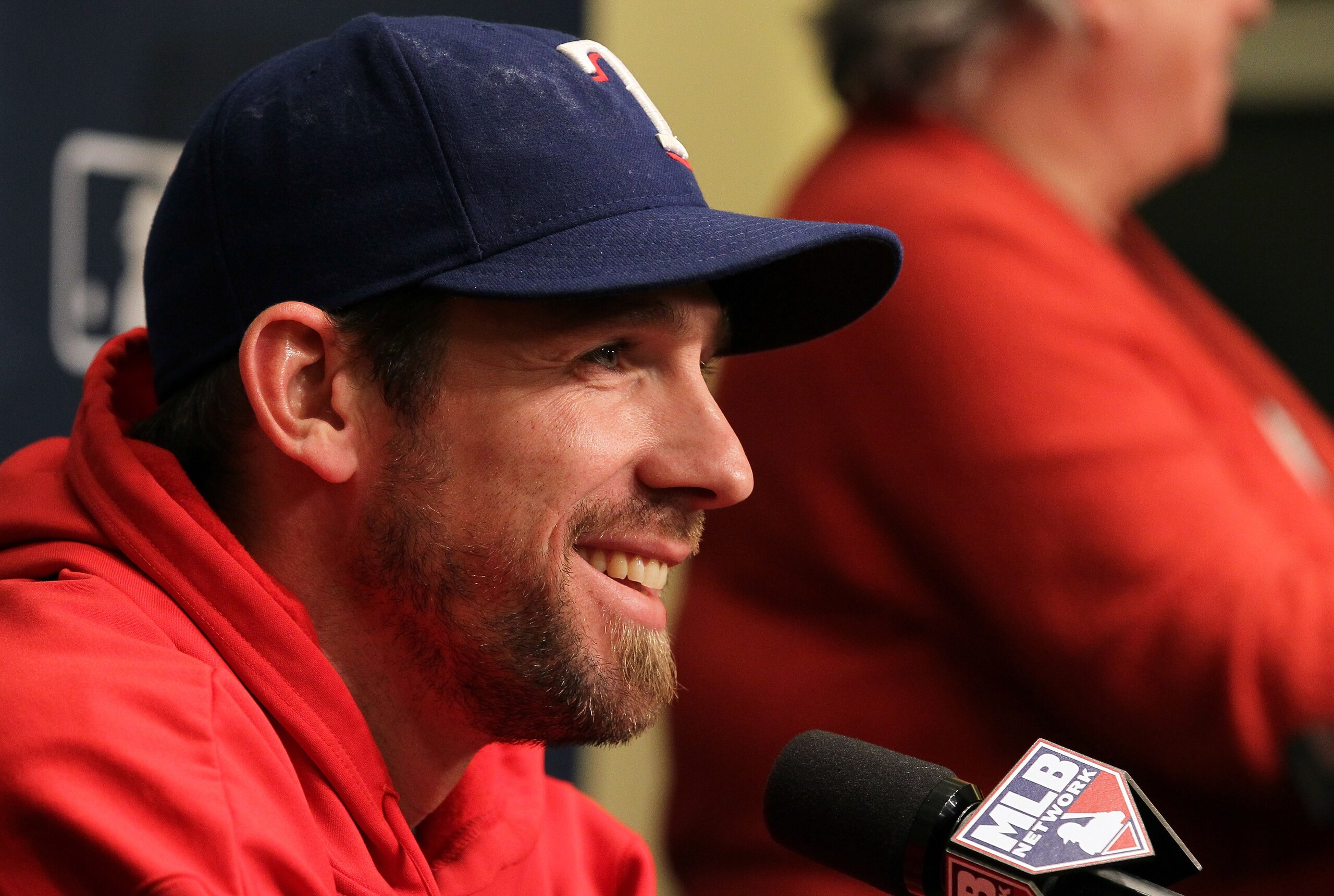 SAN FRANCISCO - OCTOBER 26:  Texas Rangers starting pitcher Cliff Lee speaks to reporters at AT&T Park on October 26, 2010 in San Francisco, California.  The San Francisco Giants will face the Texas Rangers in the first game of the World Series on Wednesd