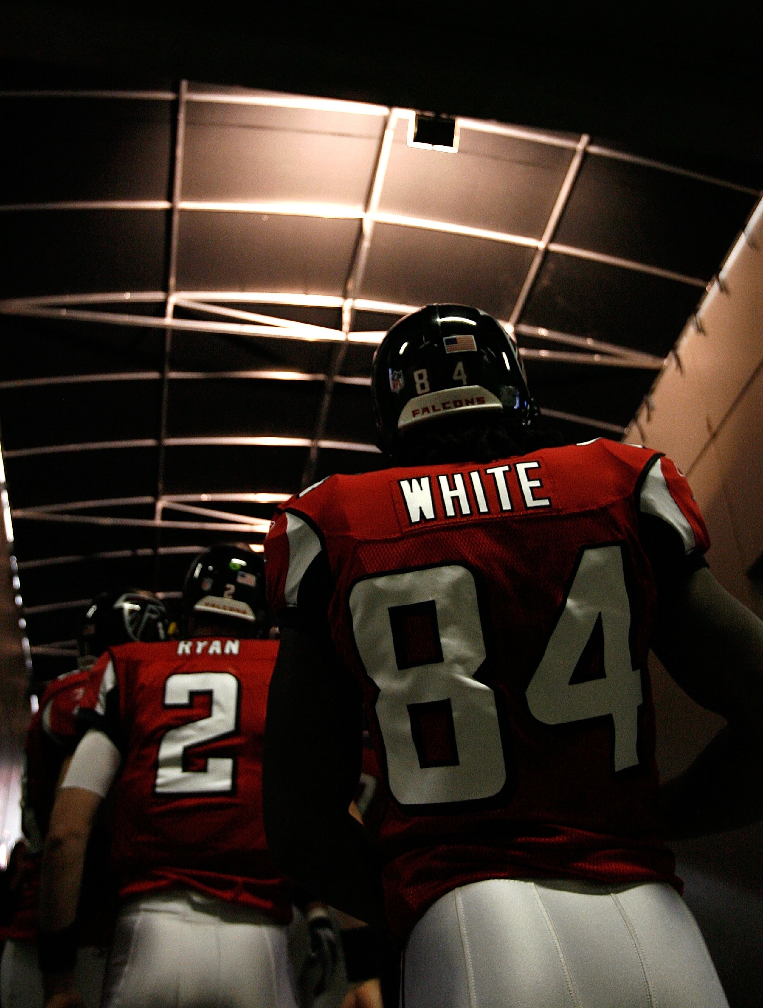 ATLANTA - DECEMBER 27:  Quarterback Matt Ryan #2 and Roddy White #84 of the Atlanta Falcons wait for player introductions before facing the Buffalo Bills at Georgia Dome on December 27, 2009 in Atlanta, Georgia.  (Photo by Kevin C. Cox/Getty Images)