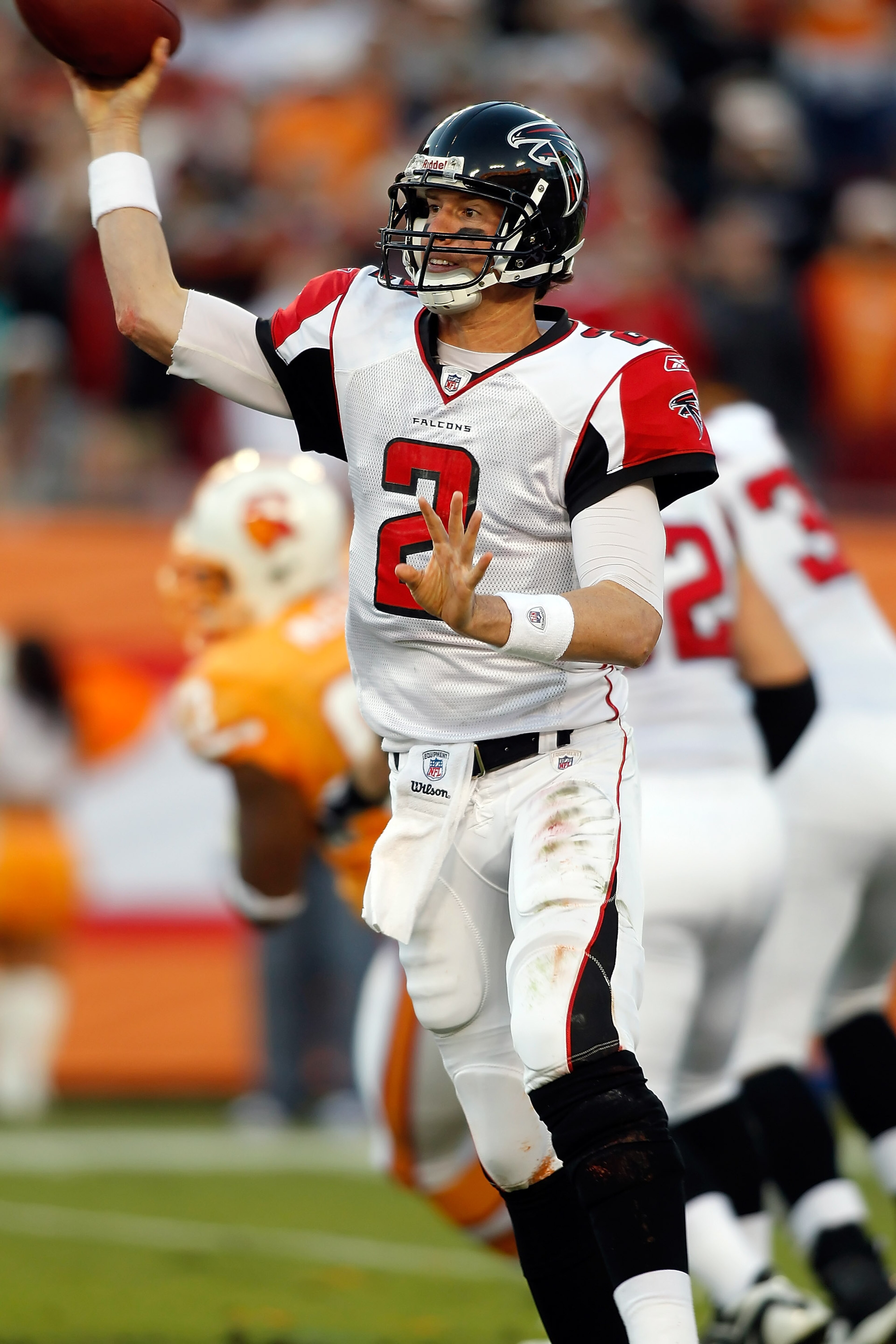 TAMPA, FL - DECEMBER 05:  Quarterback Matt Ryan #2 of the Atlanta Falcons throws a pass against the Tampa Bay Buccaneers during the game at Raymond James Stadium on December 5, 2010 in Tampa, Florida.  (Photo by J. Meric/Getty Images)
