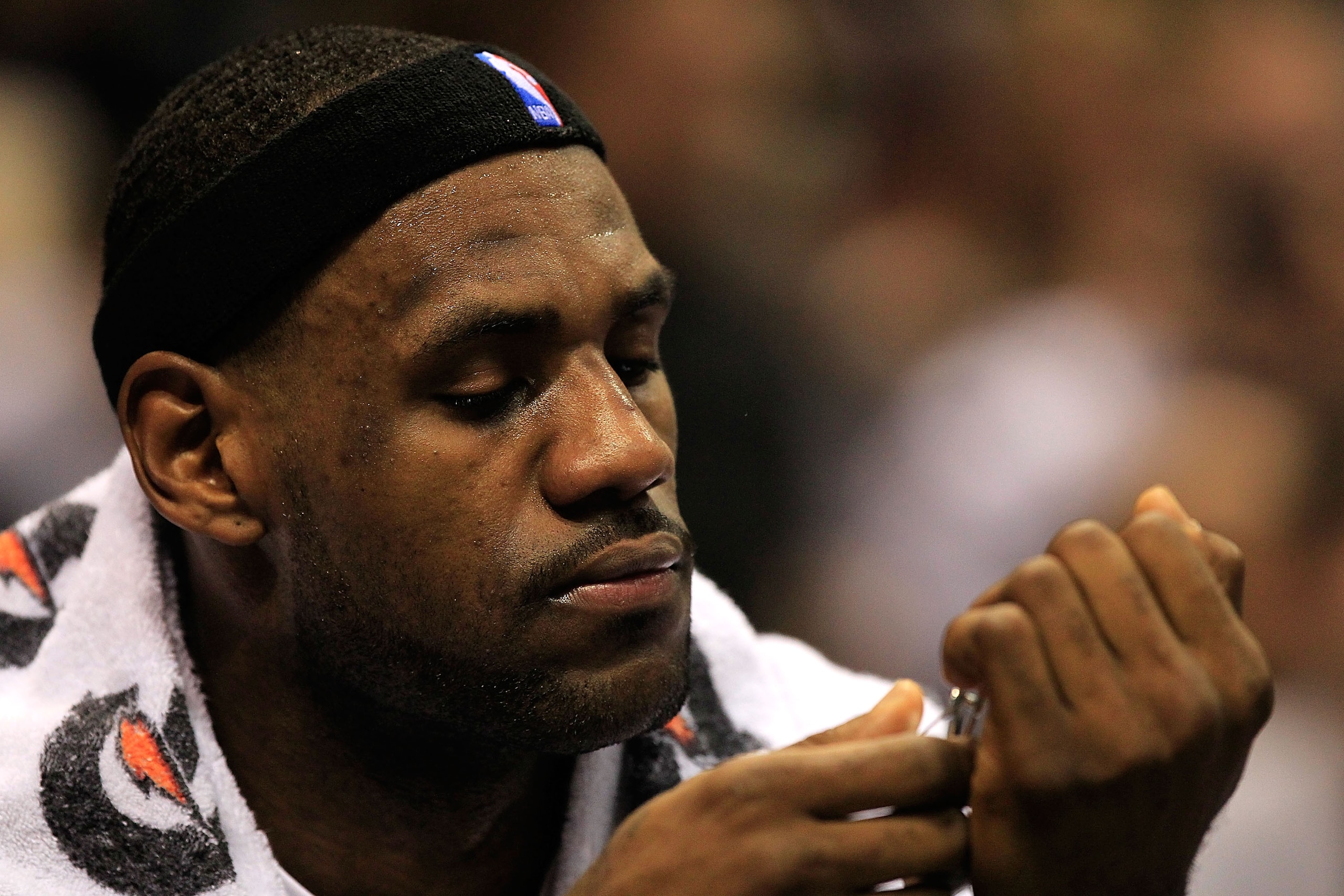 MILWAUKEE, WI - DECEMBER 06: LeBron James #6 of the Miami Heat clips his nails while sitting on the bench during a game against the Milwaukee Bucks at the Bradley Center on December 6, 2010 in Milwaukee, Wisconsin. The Heat defeated the Bucks 88-78. NOTE