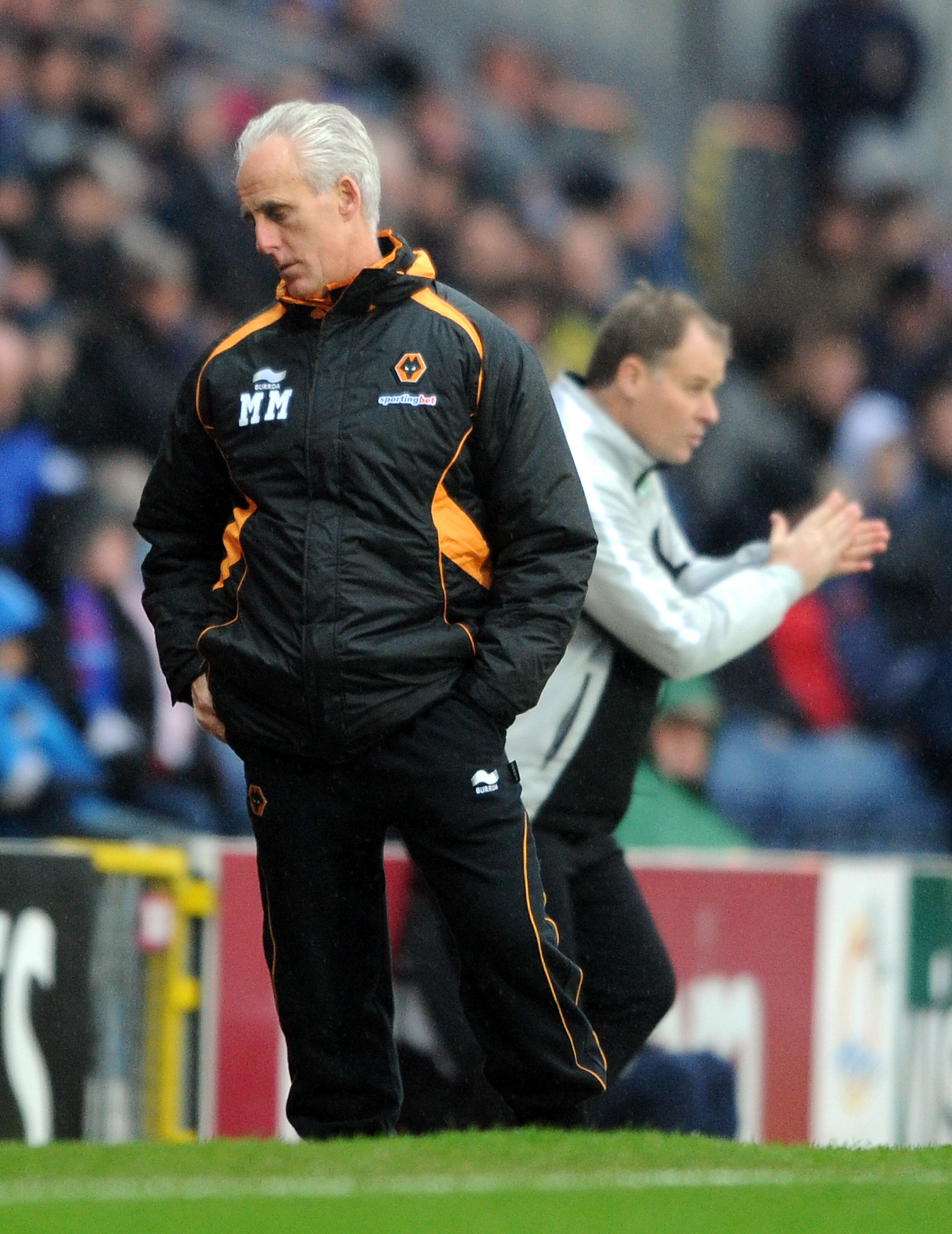 BLACKBURN, ENGLAND - DECEMBER 04:  Wolverhampton Wanderers manager Mick McCarthy reacts during the Barclays Premier League match between Blackburn Rovers and Wolverhampton Wanderers at Ewood Park on December 4, 2010 in Blackburn, England.  (Photo by Chris