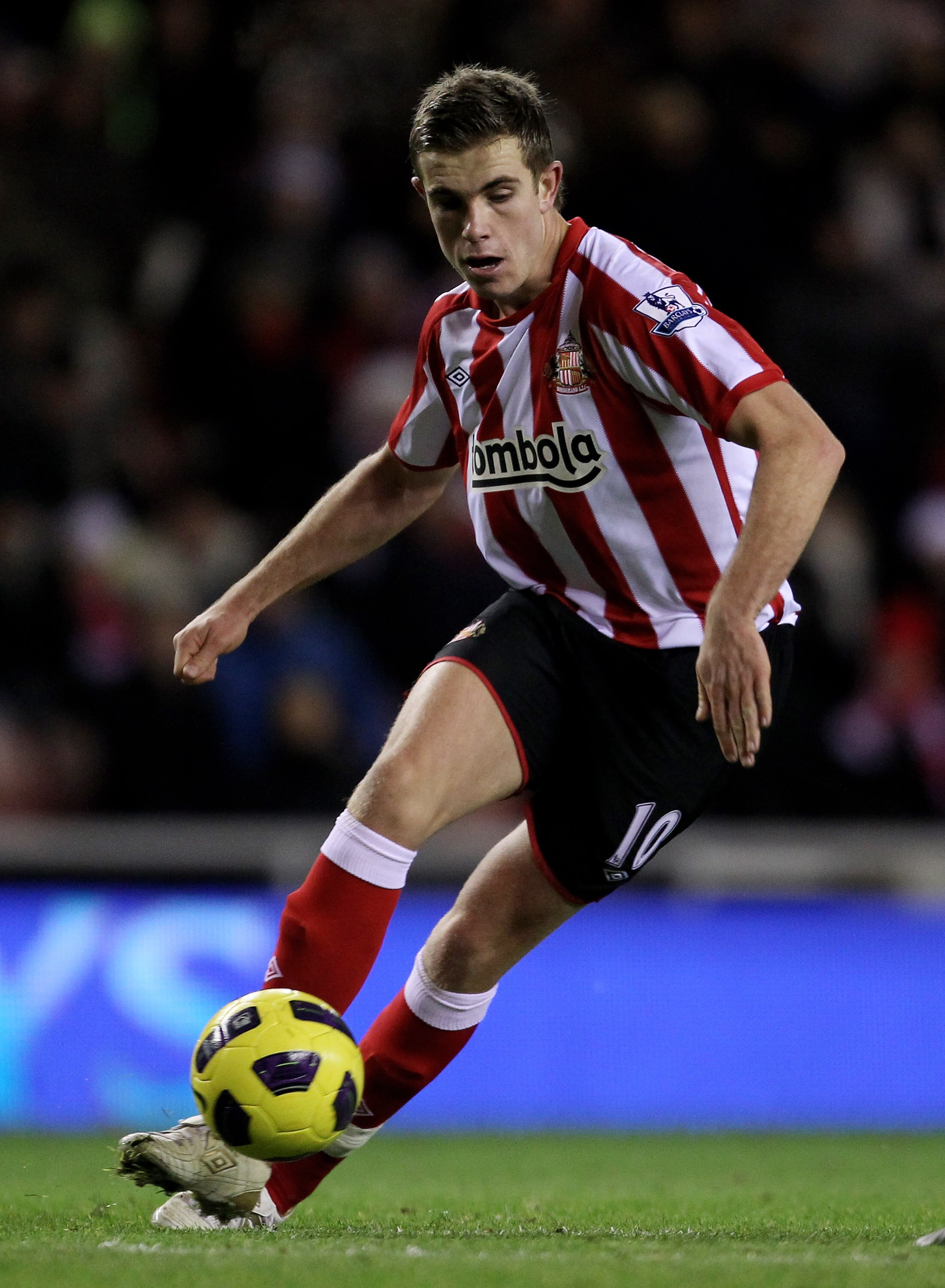 SUNDERLAND, ENGLAND - DECEMBER 05:  Jordan Henderson of Sunderland in action during the Barclays Premier League match between Sunderland and West Ham United at the Stadium of Light on December 5, 2010 in Sunderland, England. (Photo by Alex Livesey/Getty I