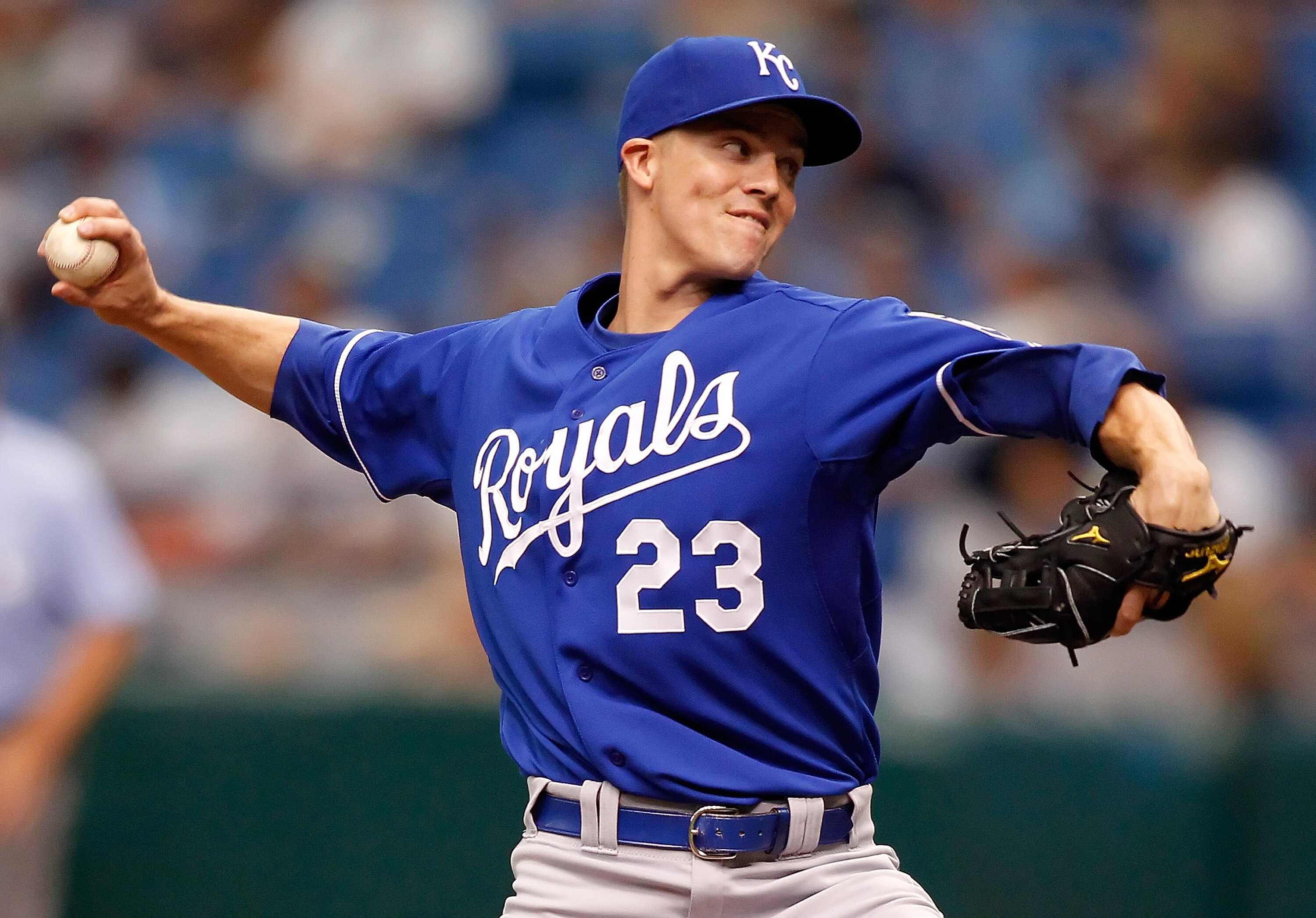 ST PETERSBURG, FL - MAY 02:  Pitcher Zack Greinke #23 of the Kansas City Royals pitches against the Tampa Bay Rays during the game at Tropicana Field on May 2, 2010 in St. Petersburg, Florida.  (Photo by J. Meric/Getty Images)