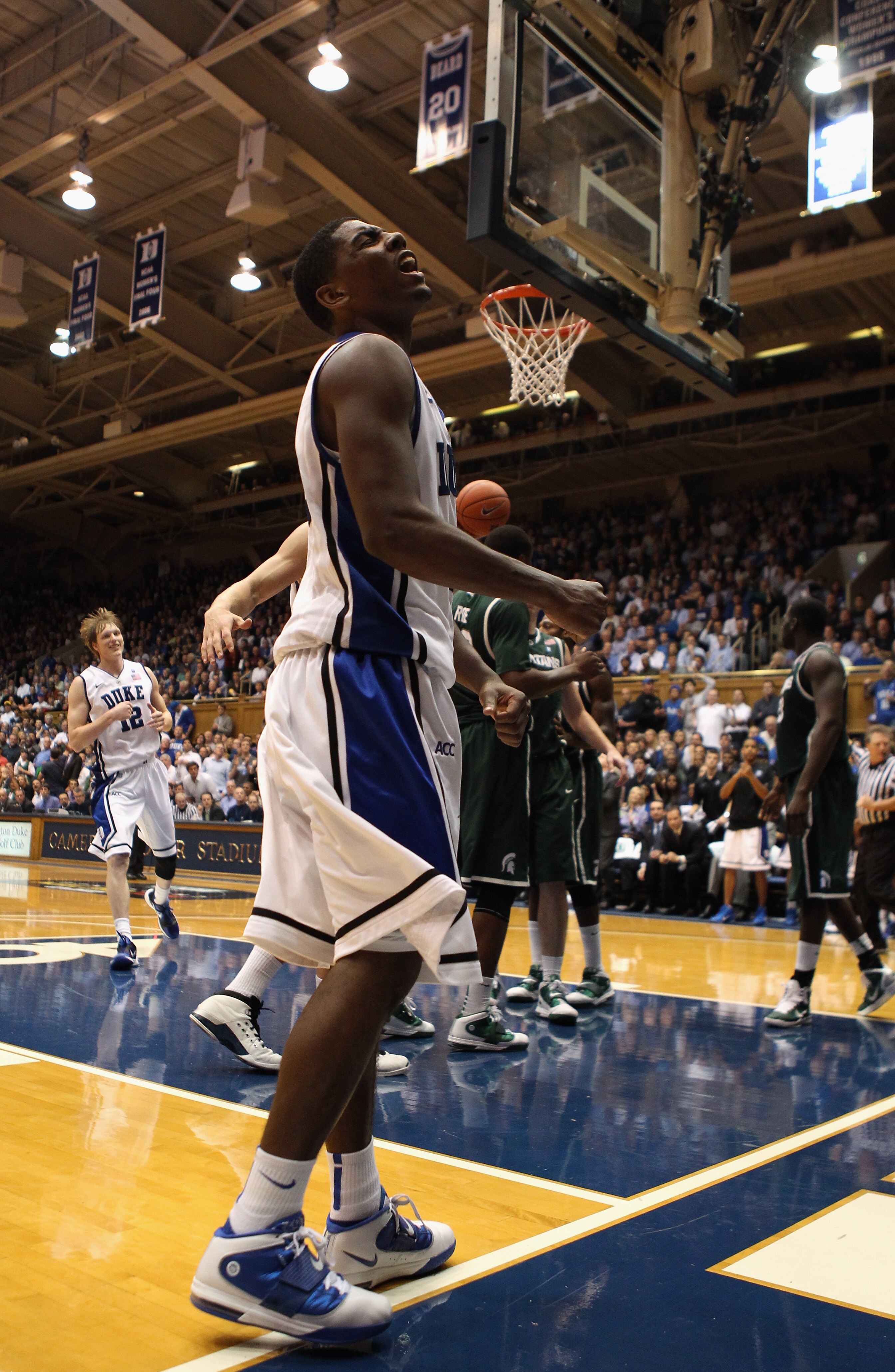 DURHAM, NC - DECEMBER 01:  Kyrie Irving #1 of the Duke Blue Devils during their game against the Michigan State Spartans at Cameron Indoor Stadium on December 1, 2010 in Durham, North Carolina.  (Photo by Streeter Lecka/Getty Images)