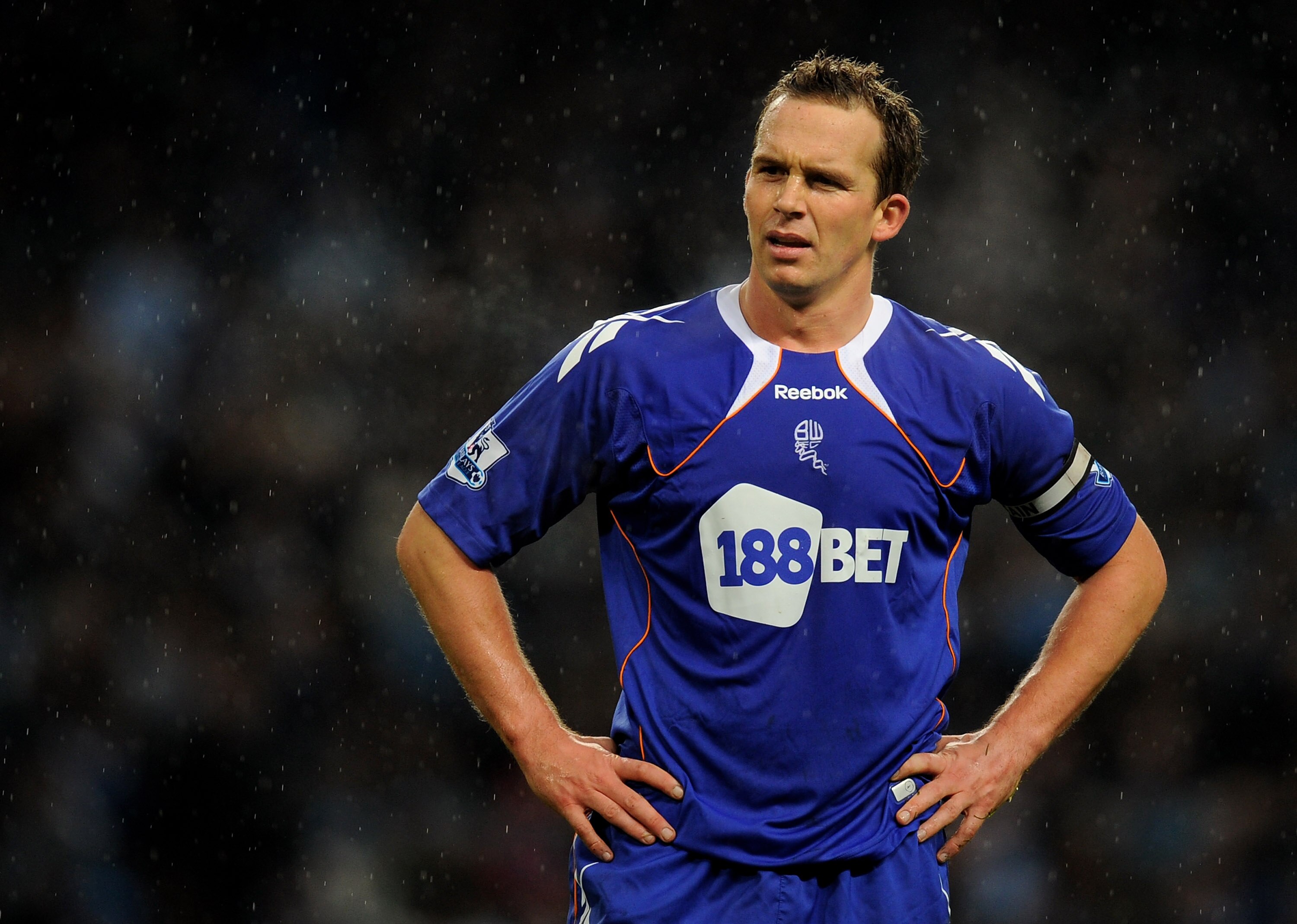 MANCHESTER, UNITED KINGDOM - DECEMBER 04:   Kevin Davies of Bolton Wanderers looks on during the Barclays Premier League match between Manchester City and Bolton Wanderers at the City of Manchester Stadium on December 4, 2010 in Manchester, England. (Phot